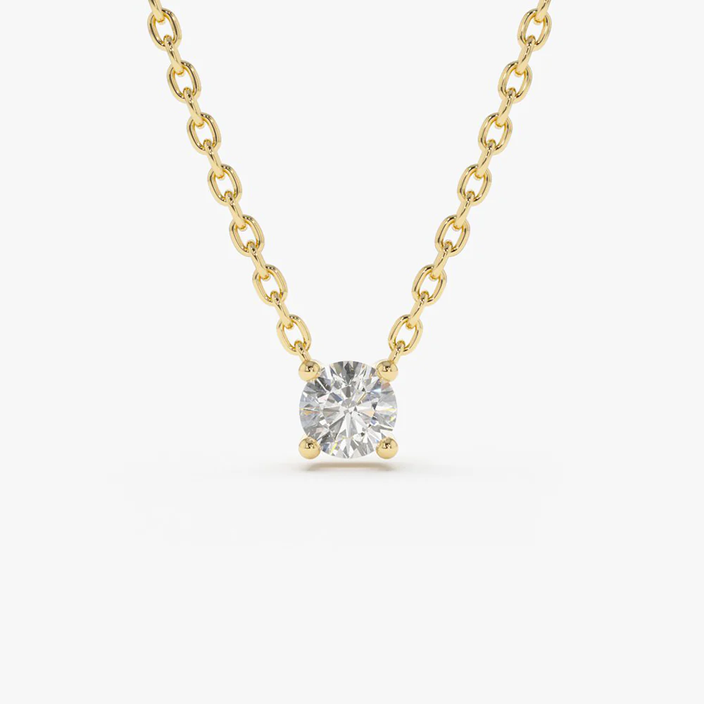 0.50 - 1.00 ctw 14k Four Prong Round Diamond Lab Grown Solitaire Necklace - Noah