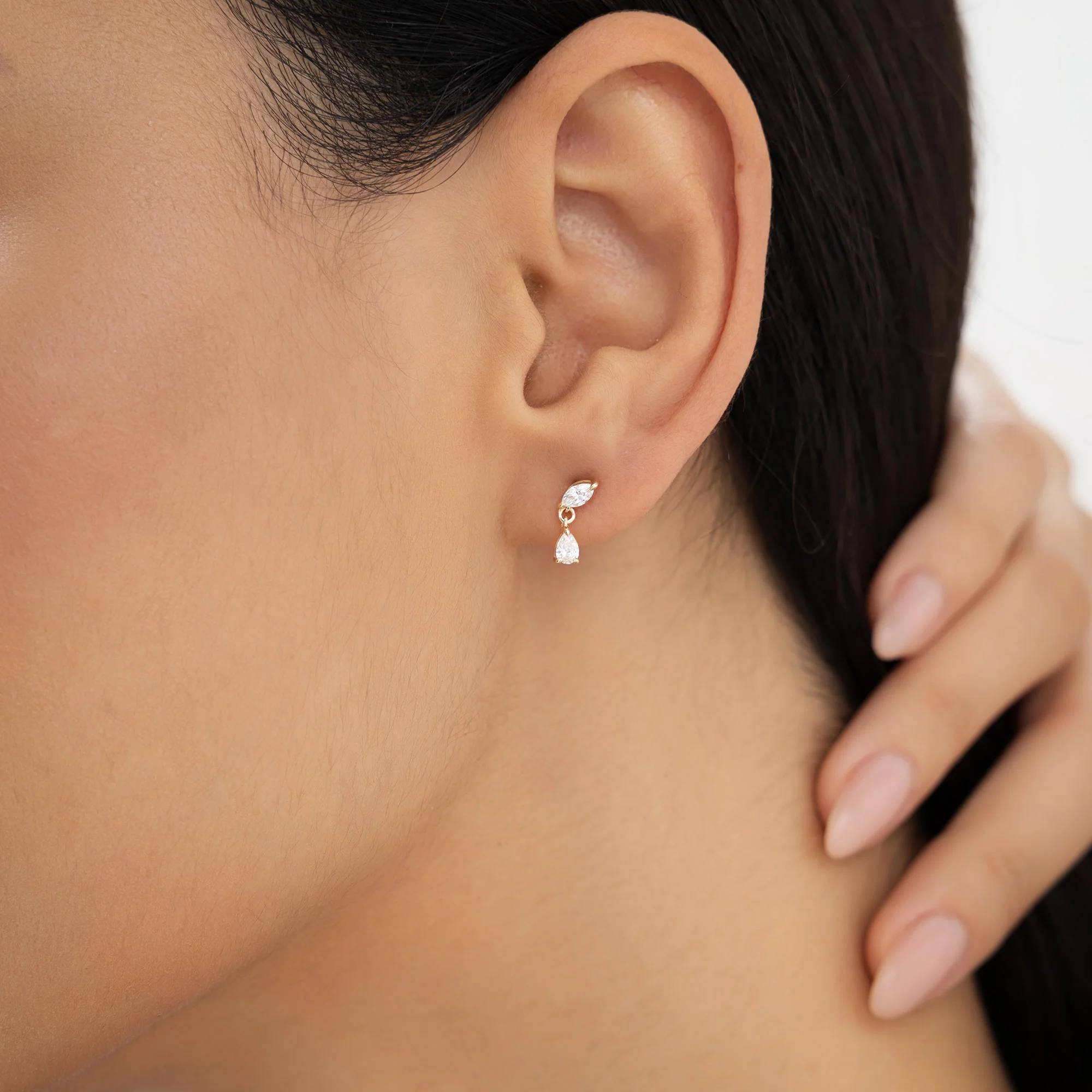 0.50 ctw 14k Mixed Match Dangling Lab Grown Diamond Studs - Kinsley - Image 2