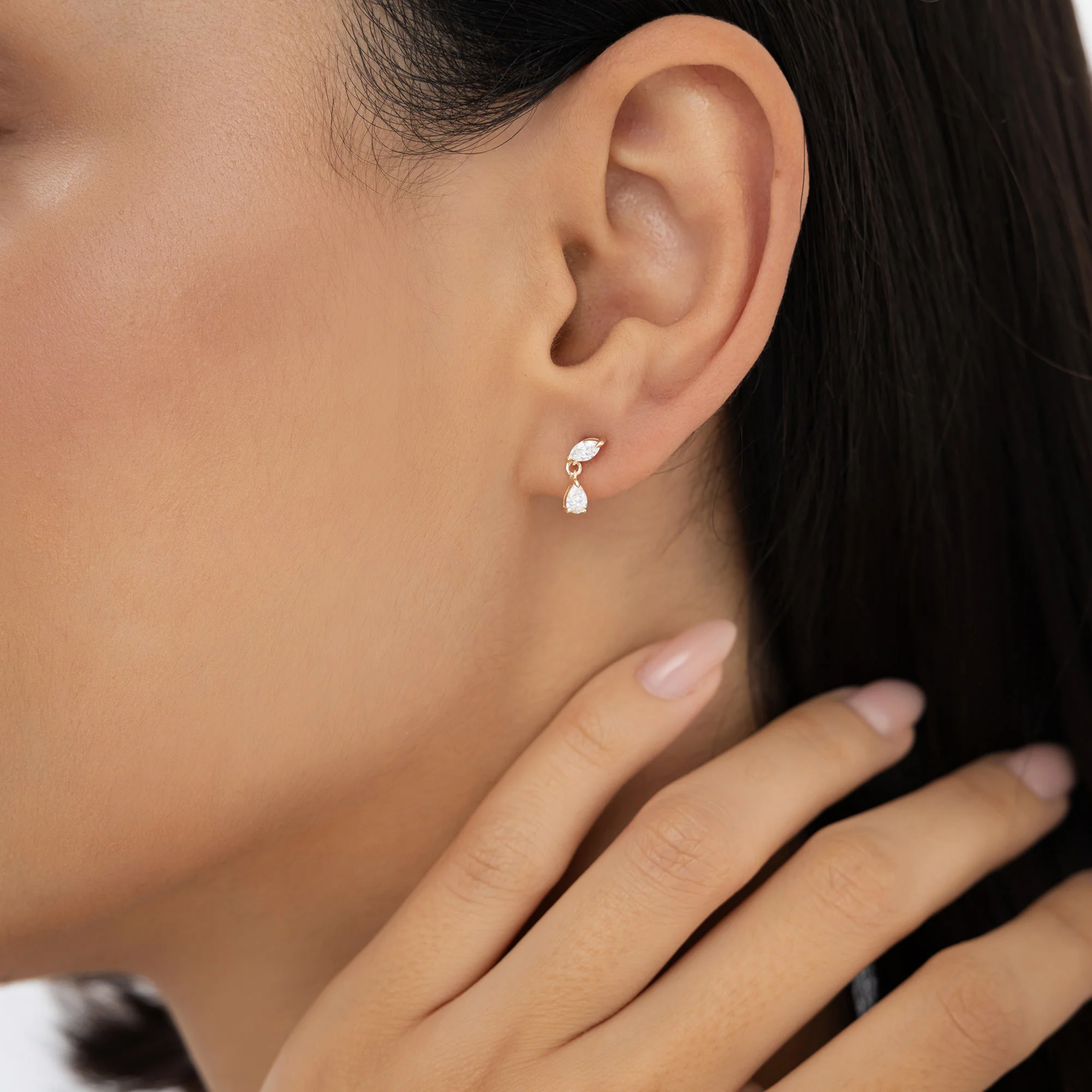 0.50 ctw 14k Mixed Match Dangling Lab Grown Diamond Studs - Kinsley - Image 3
