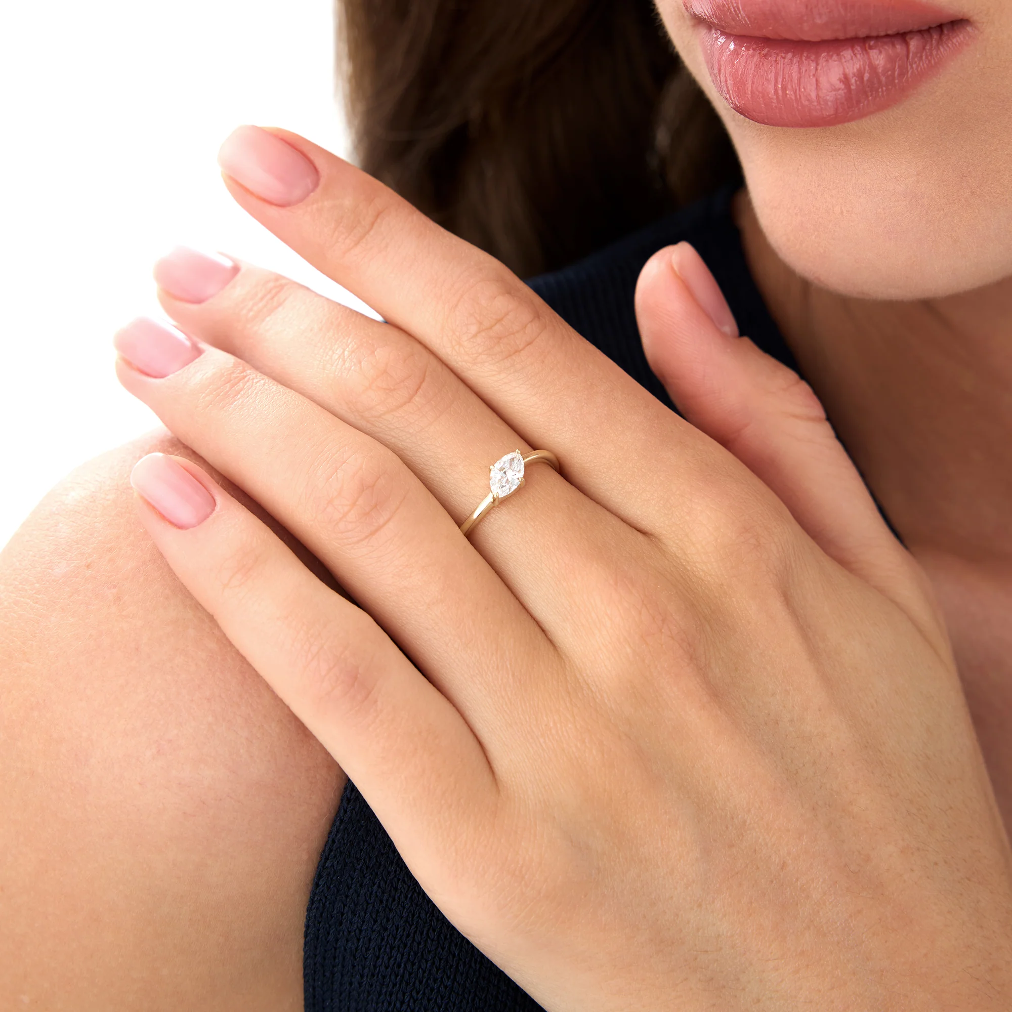 0.50 Ctw 14k Prong Setting Marquise Shaped Lab Grown Diamond Wavy Promise Ring - Elisa - Image 4