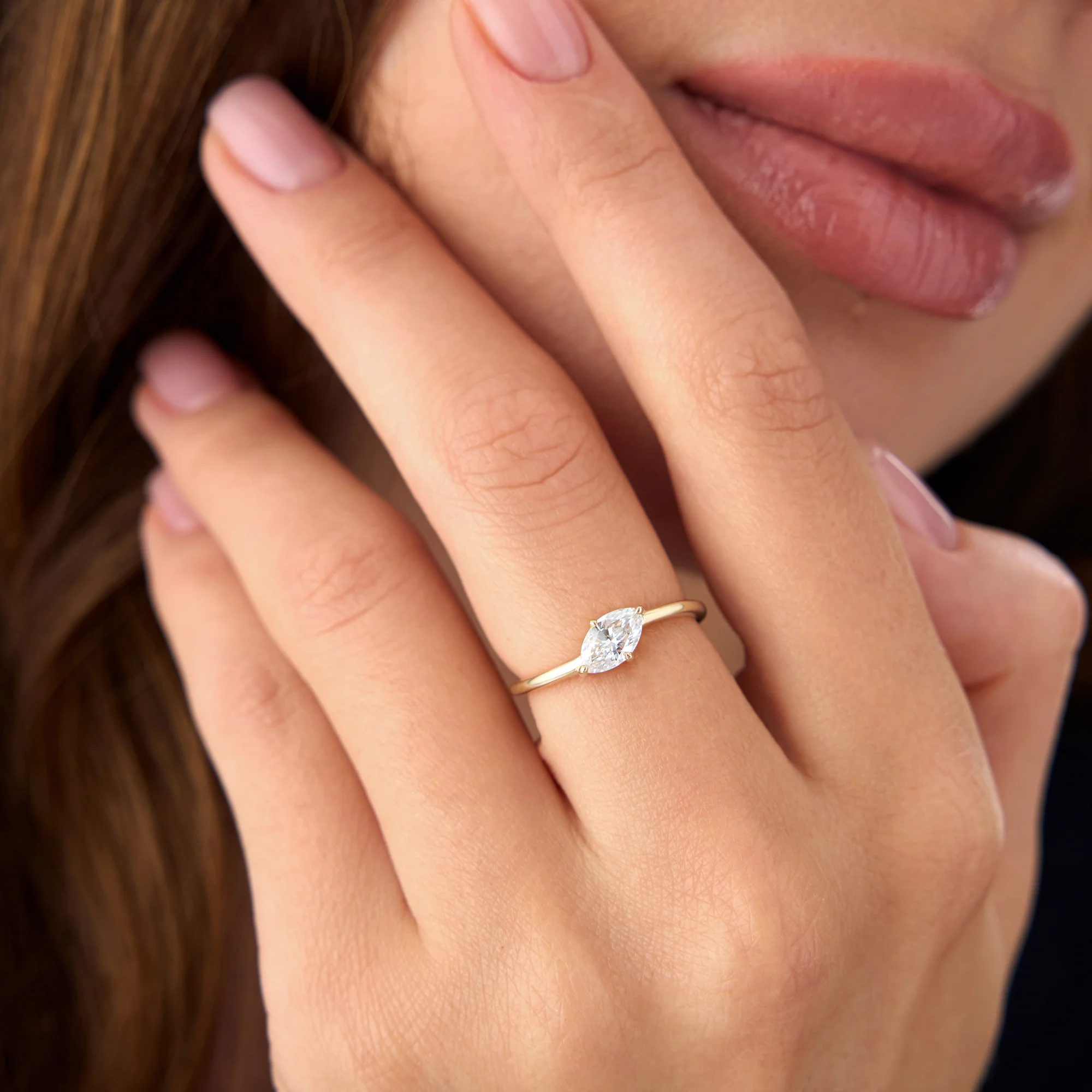 0.50 Ctw 14k Prong Setting Marquise Shaped Lab Grown Diamond Wavy Promise Ring - Elisa - Image 5