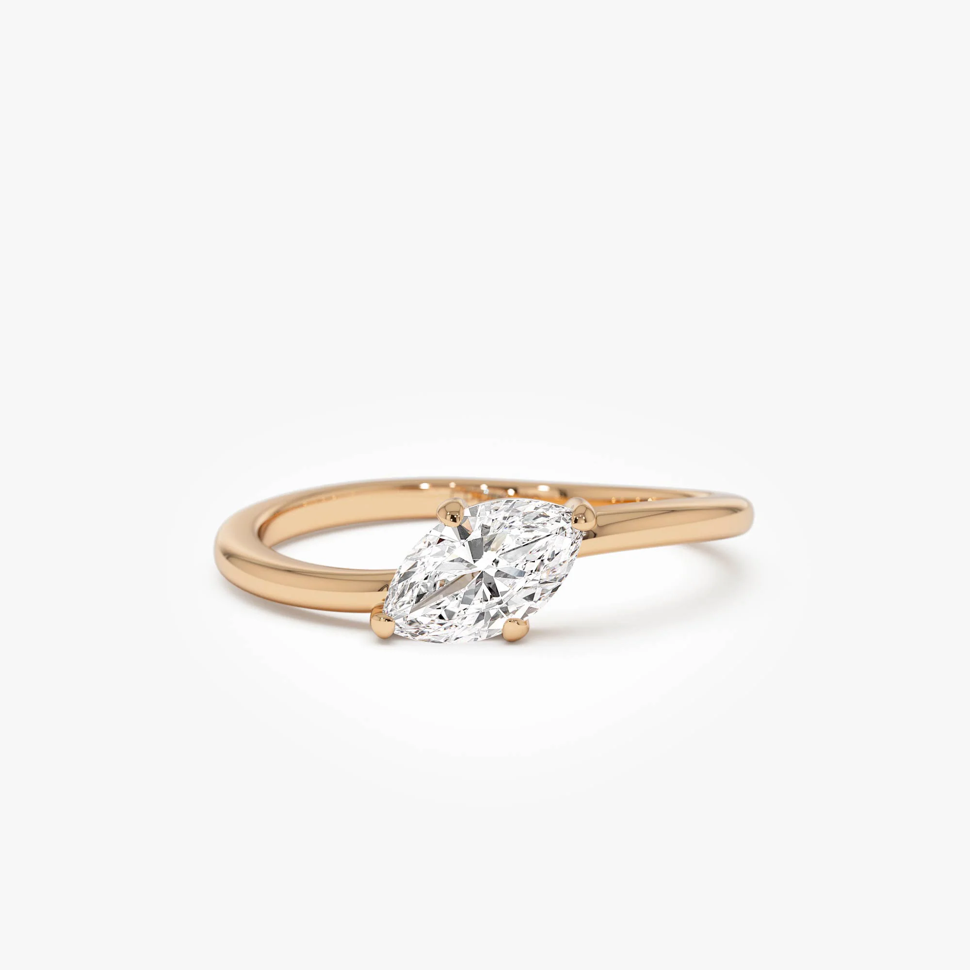 0.50 Ctw 14k Prong Setting Marquise Shaped Lab Grown Diamond Wavy Promise Ring - Elisa - Image 7