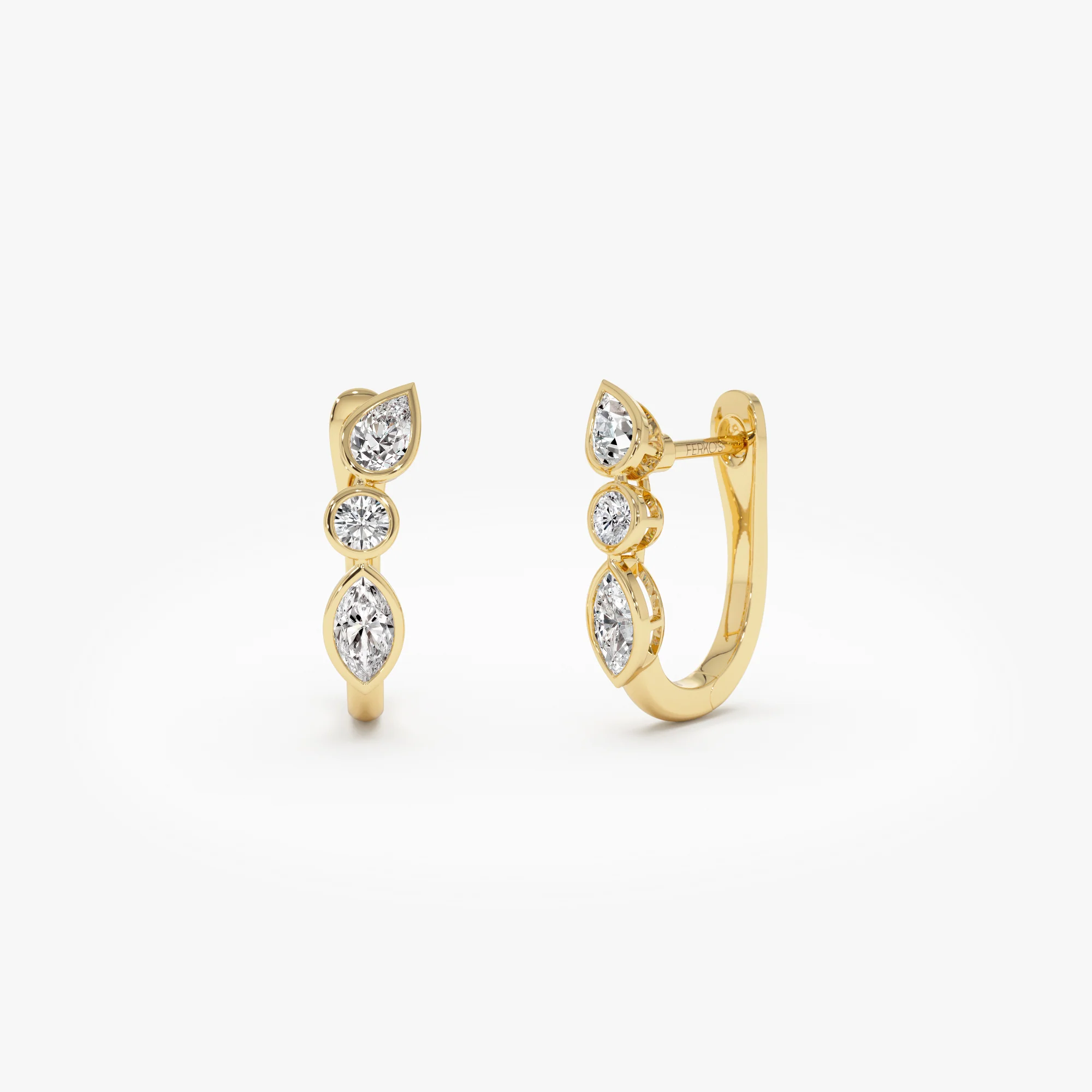 0.65 ctw 14k Marquise & Round Cut Lab Grown Diamond Hoop Earrings - Illaria