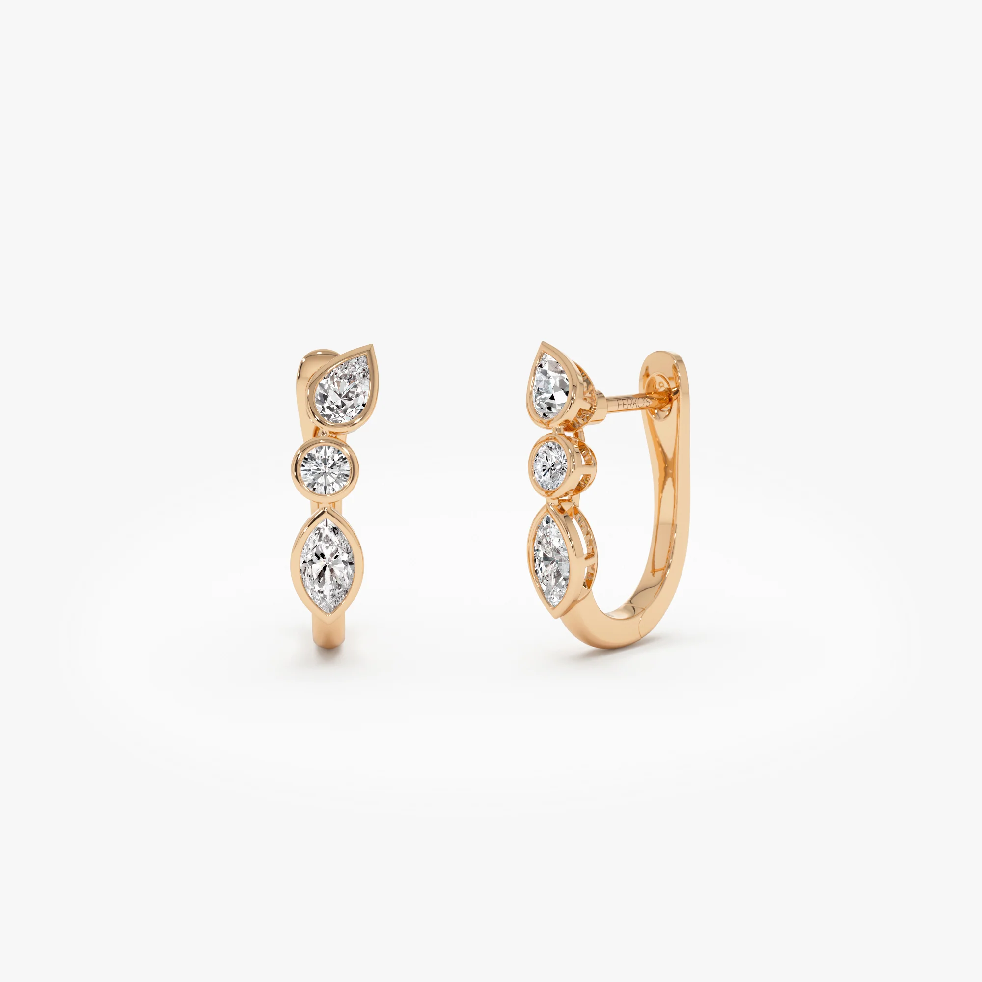 0.65 ctw 14k Marquise & Round Cut Lab Grown Diamond Hoop Earrings - Illaria - Image 7