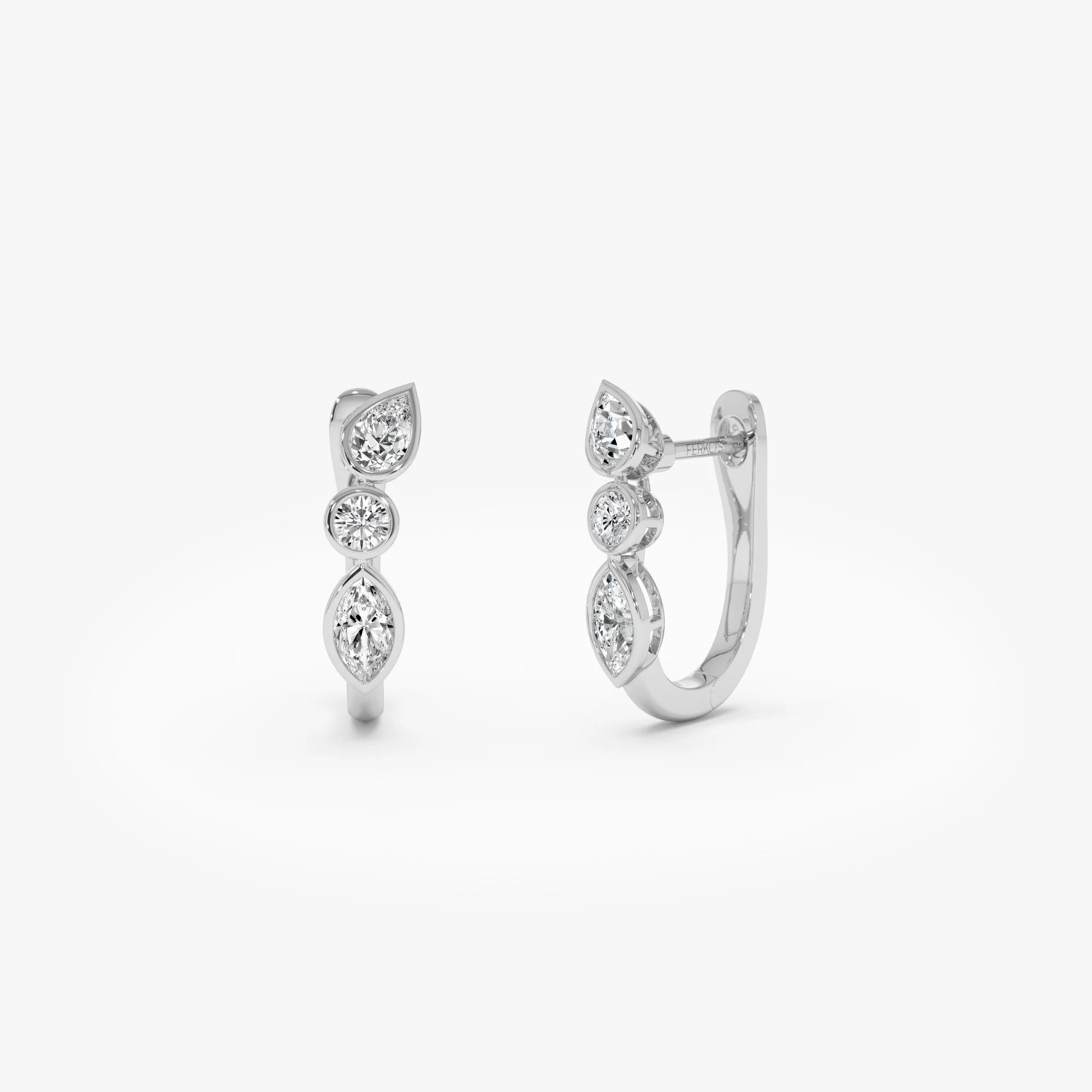 0.65 ctw 14k Marquise & Round Cut Lab Grown Diamond Hoop Earrings - Illaria - Image 8