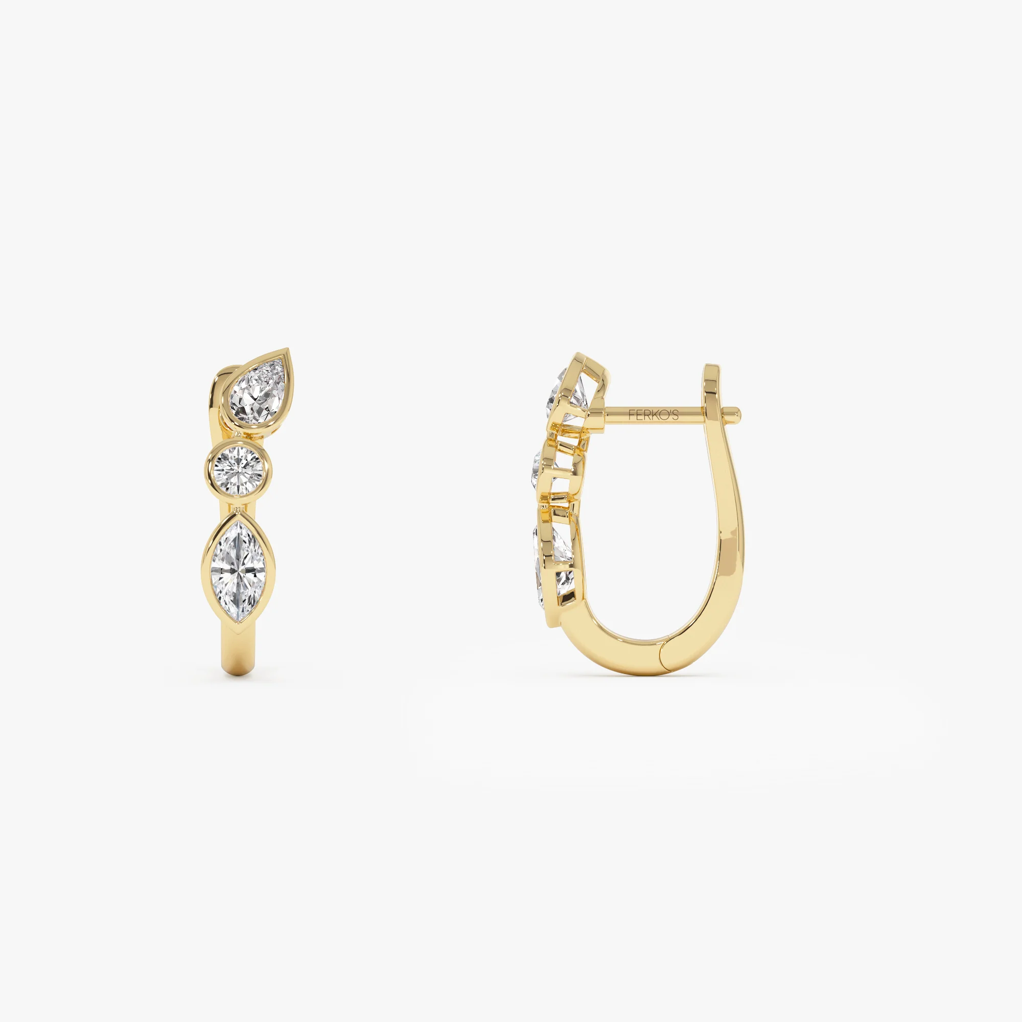 0.65 ctw 14k Marquise & Round Cut Lab Grown Diamond Hoop Earrings - Illaria - Image 9