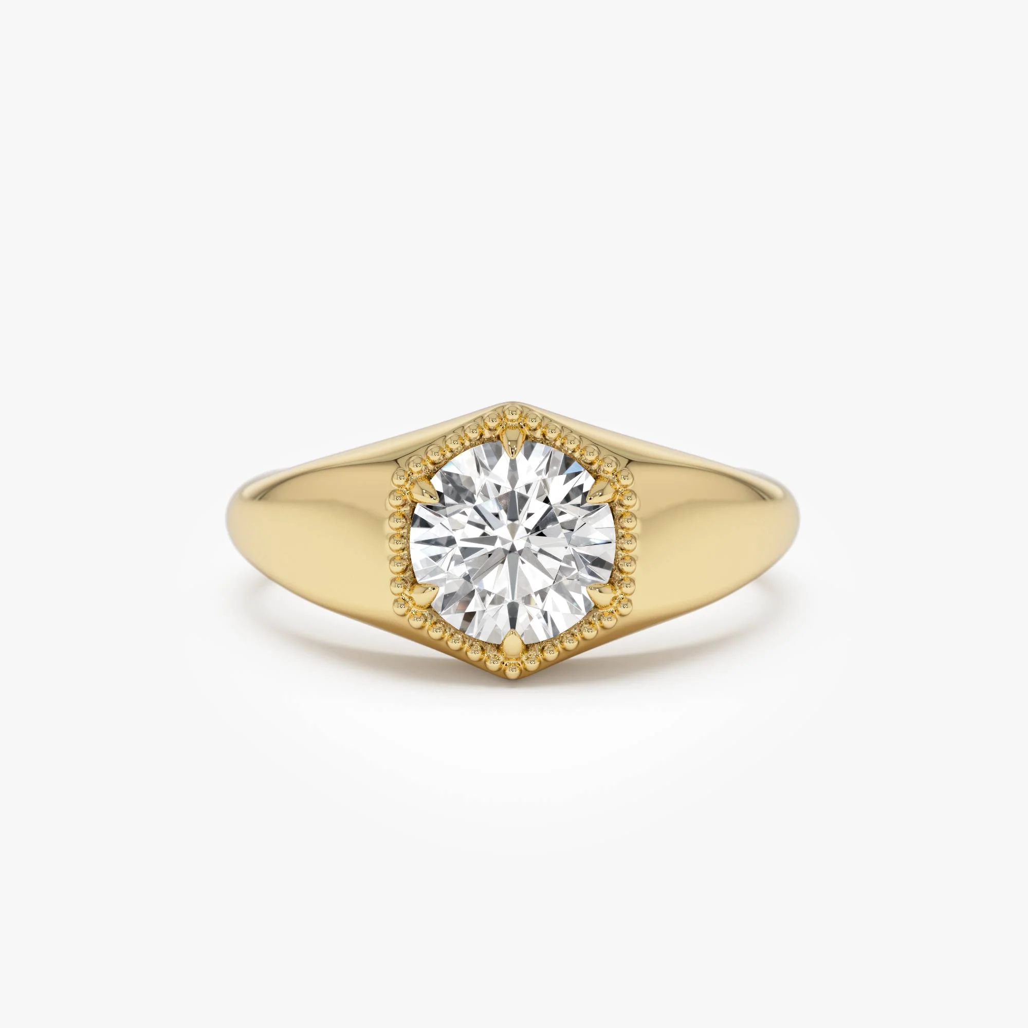 0.75 Ctw 14k Lab Grown Diamond Hexagon Signet Ring - Maia