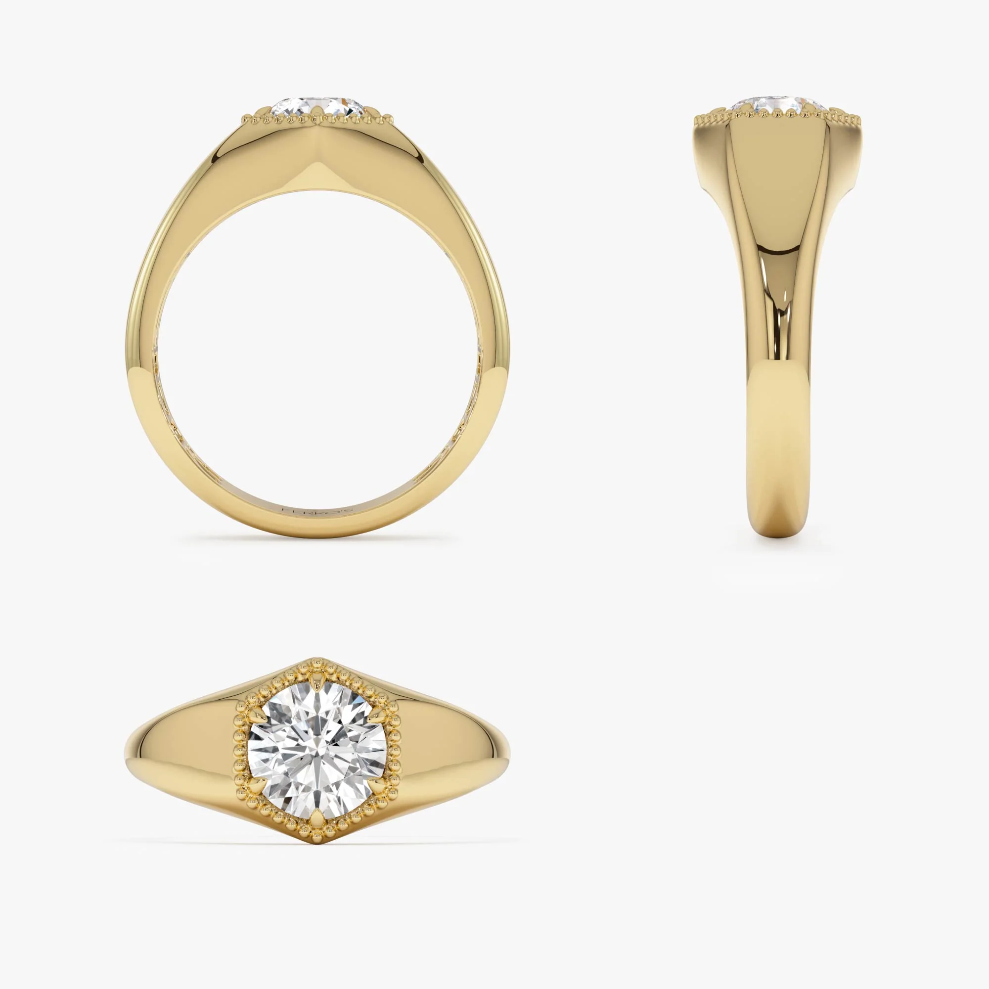 0.75 Ctw 14k Lab Grown Diamond Hexagon Signet Ring - Maia - Image 11