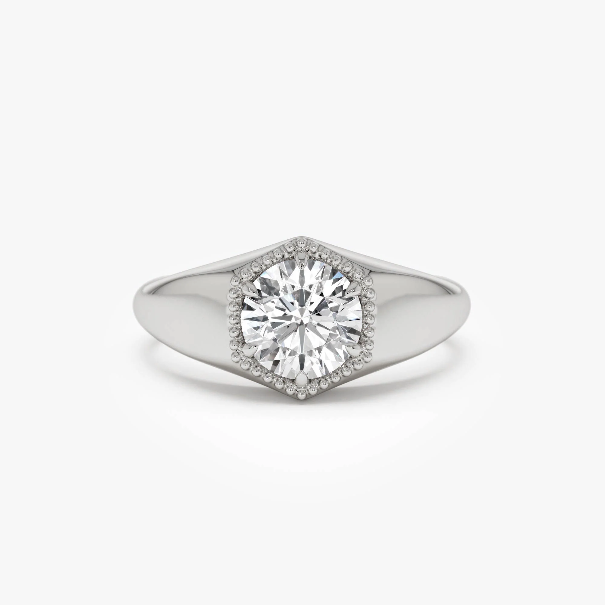 0.75 Ctw 14k Lab Grown Diamond Hexagon Signet Ring - Maia - Image 8