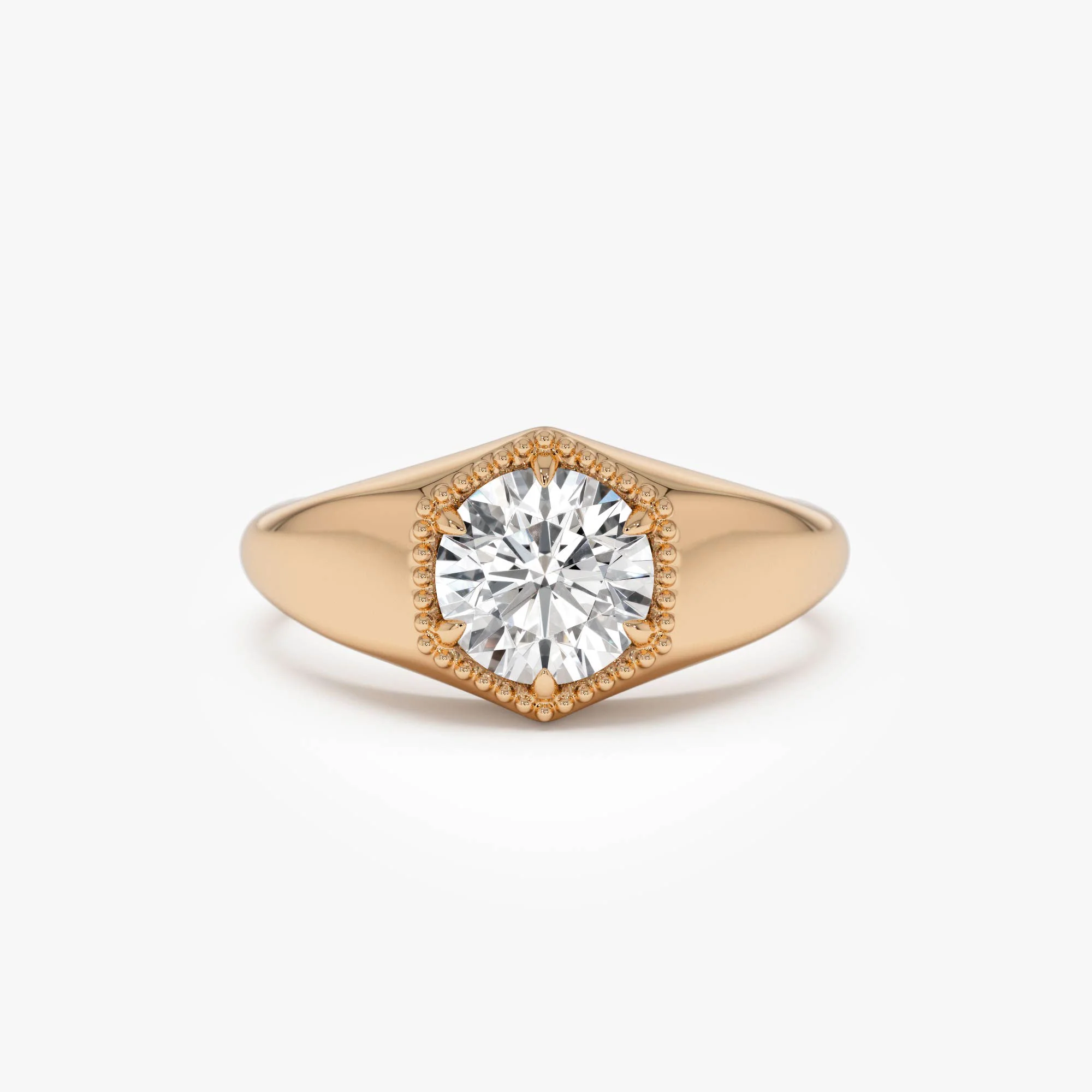 0.75 Ctw 14k Lab Grown Diamond Hexagon Signet Ring - Maia - Image 9