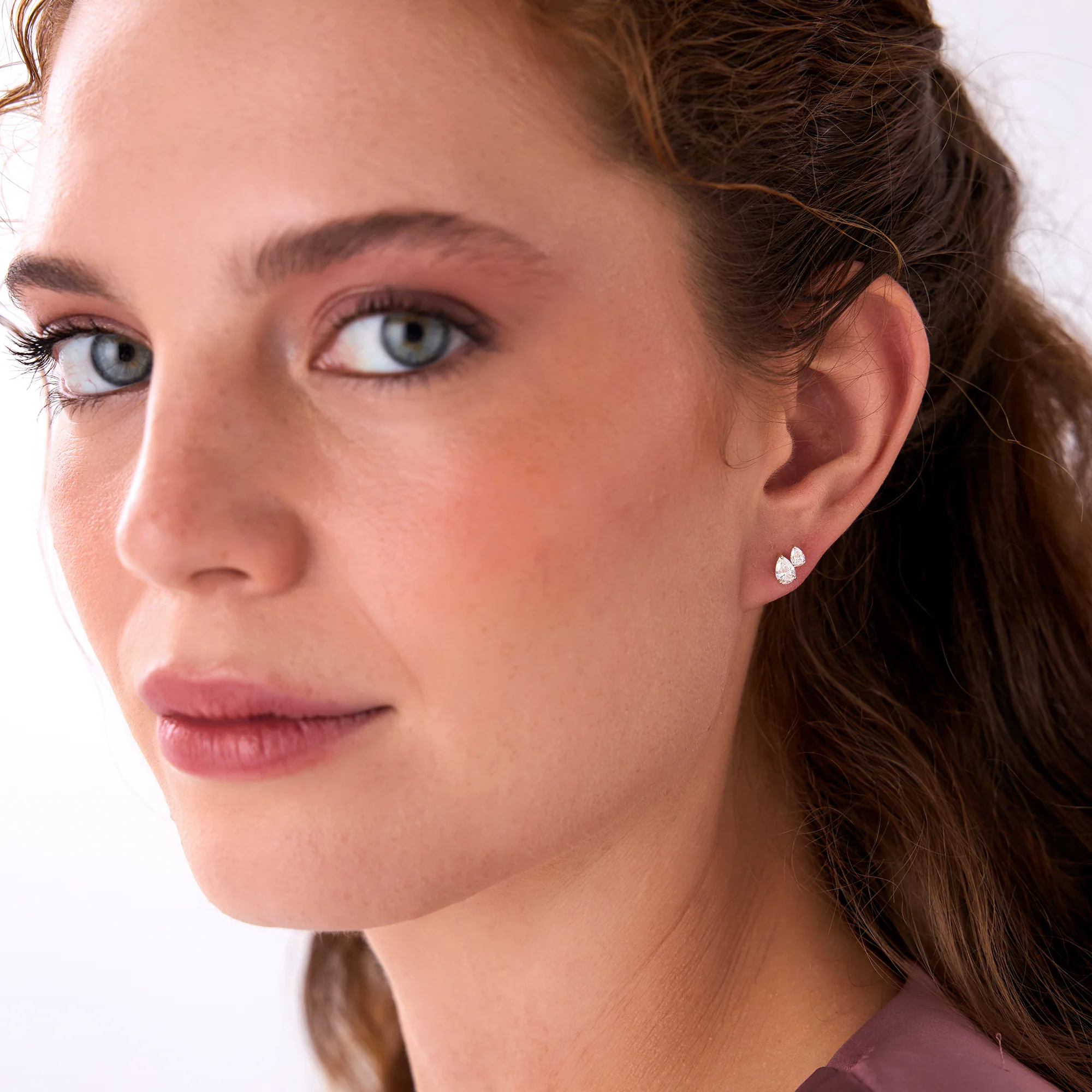 0.85 Ctw 14k Prong Setting Lab Grown Diamond Double Pear Stud Earrings - Helia - Image 2