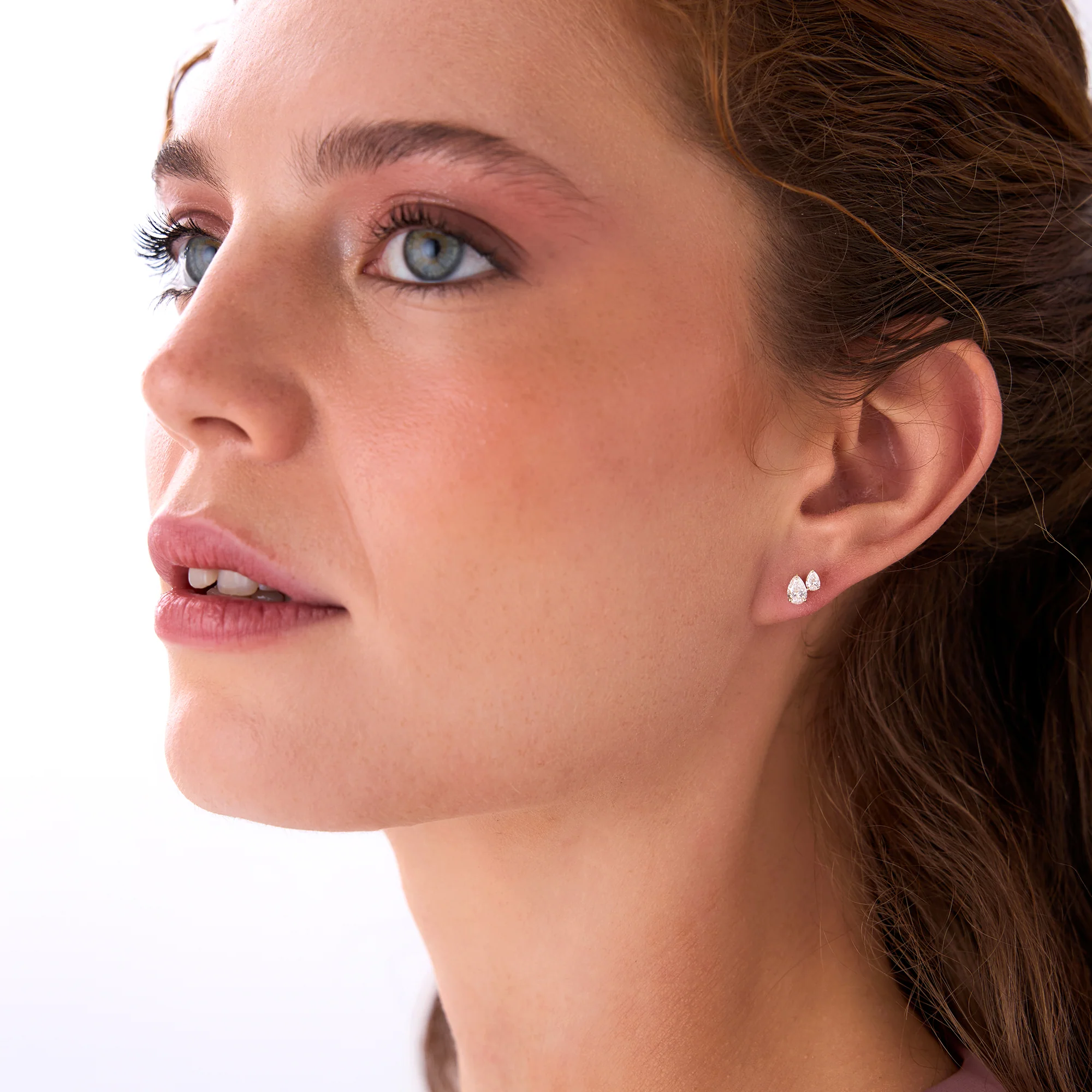 0.85 Ctw 14k Prong Setting Lab Grown Diamond Double Pear Stud Earrings - Helia - Image 5