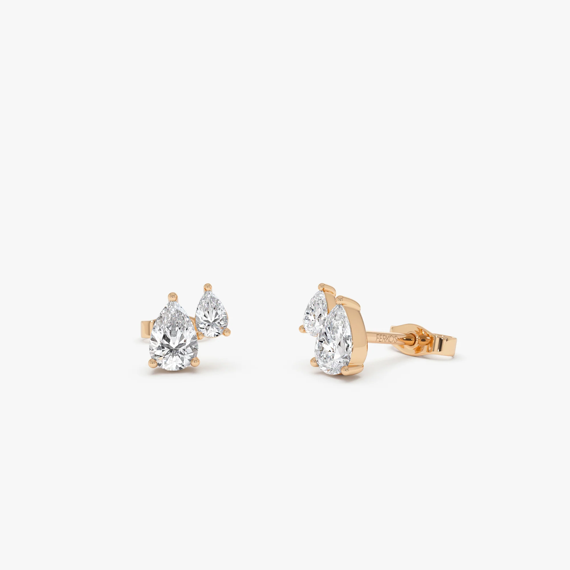 0.85 Ctw 14k Prong Setting Lab Grown Diamond Double Pear Stud Earrings - Helia - Image 6