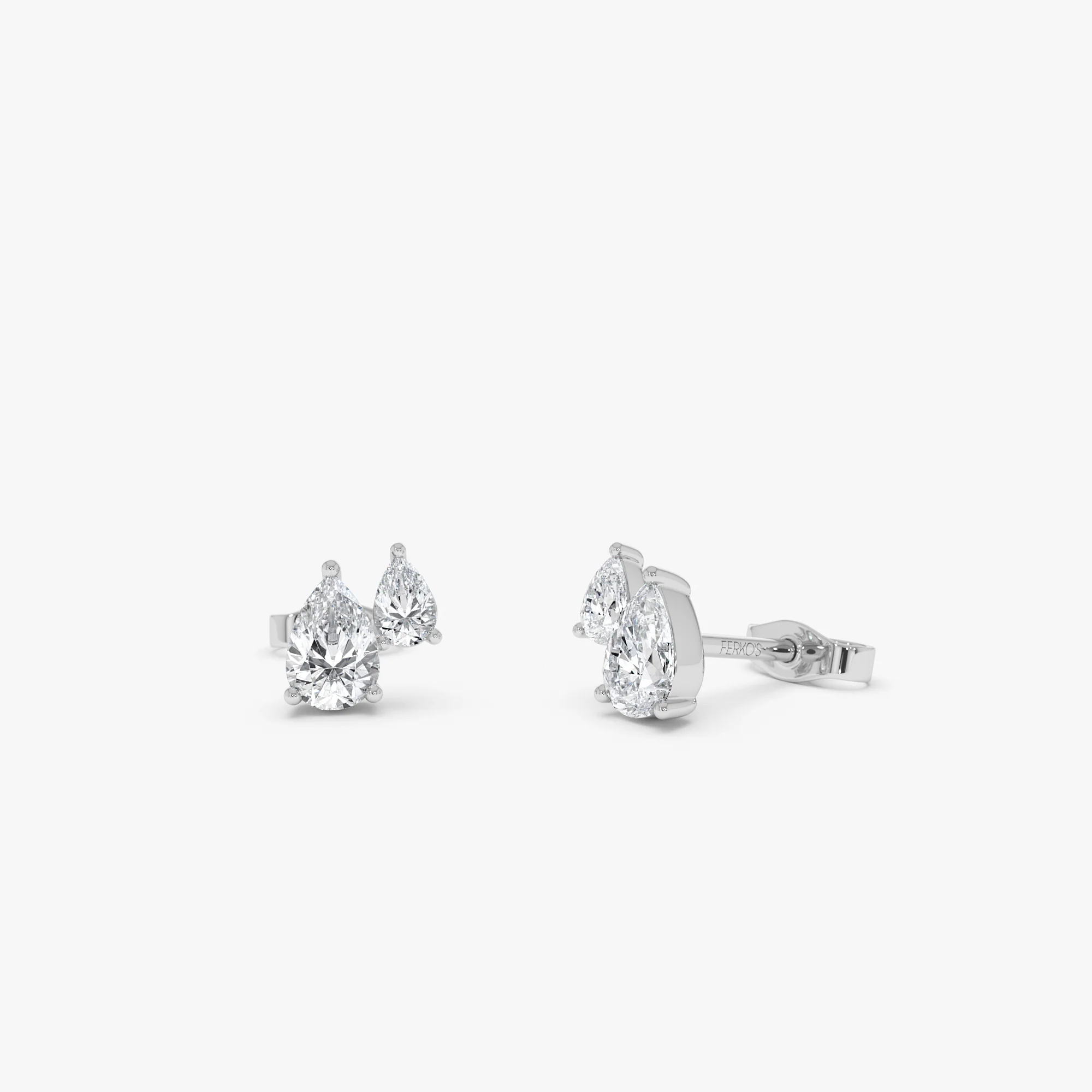 0.85 Ctw 14k Prong Setting Lab Grown Diamond Double Pear Stud Earrings - Helia - Image 7