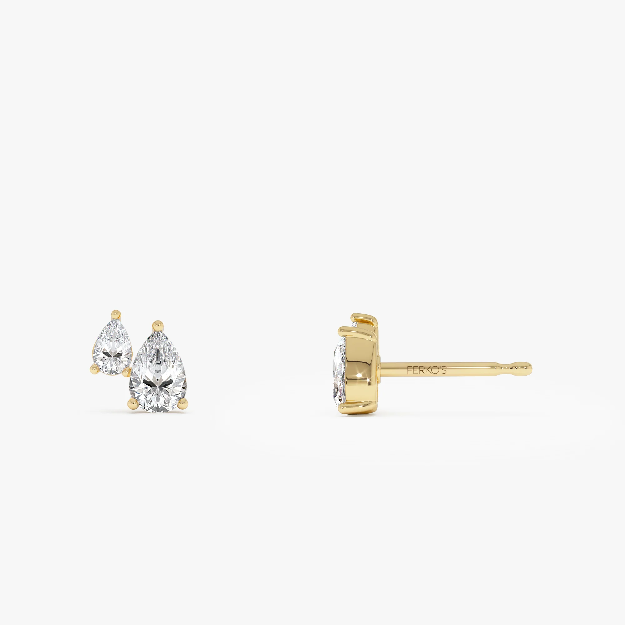 0.85 Ctw 14k Prong Setting Lab Grown Diamond Double Pear Stud Earrings - Helia - Image 8