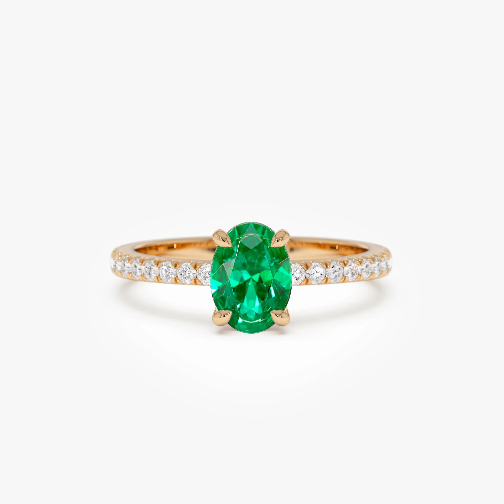 0.88 Ctw 14k Lab Grown Colombian Emerald and Diamond Ring - Eleni - Image 6