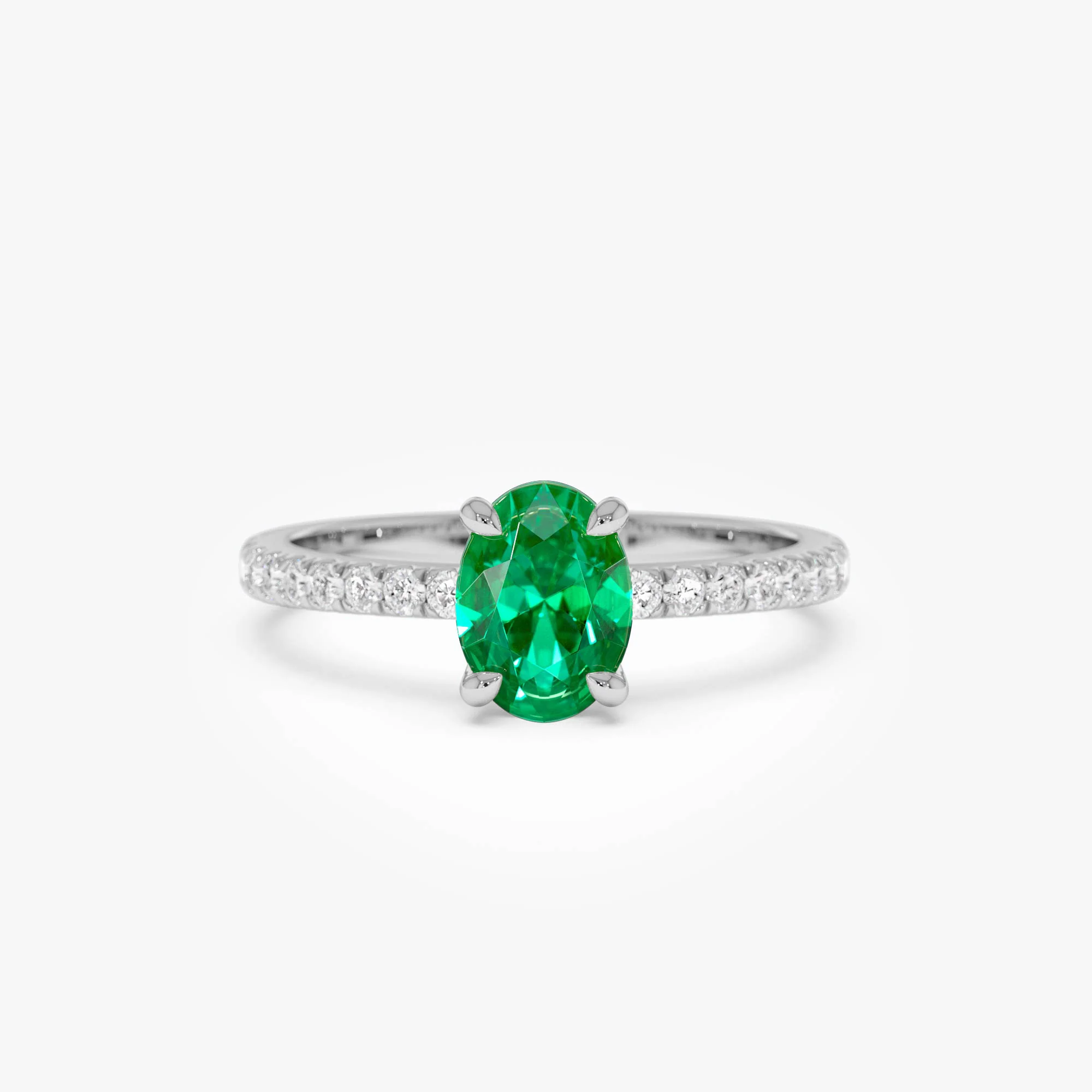 0.88 Ctw 14k Lab Grown Colombian Emerald and Diamond Ring - Eleni - Image 7