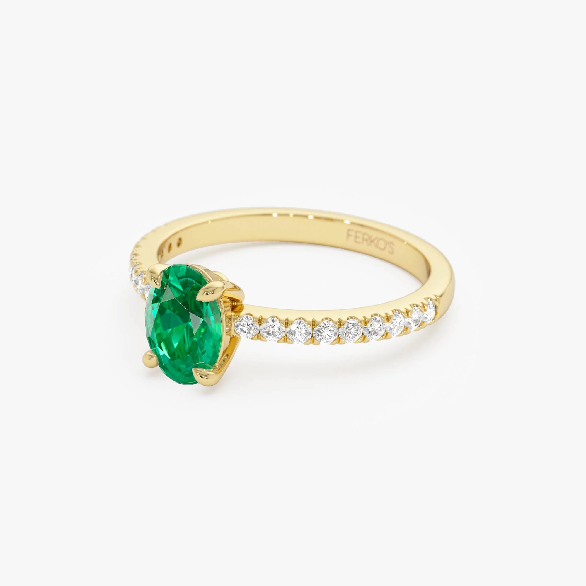 0.88 Ctw 14k Lab Grown Colombian Emerald and Diamond Ring - Eleni - Image 8