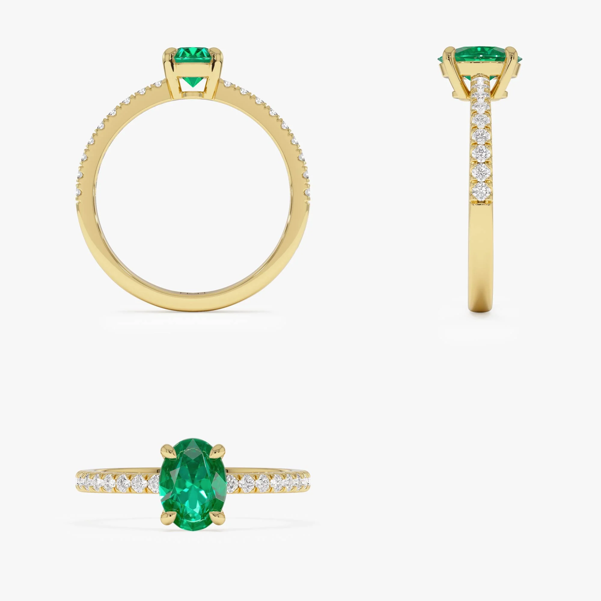0.88 Ctw 14k Lab Grown Colombian Emerald and Diamond Ring - Eleni - Image 9