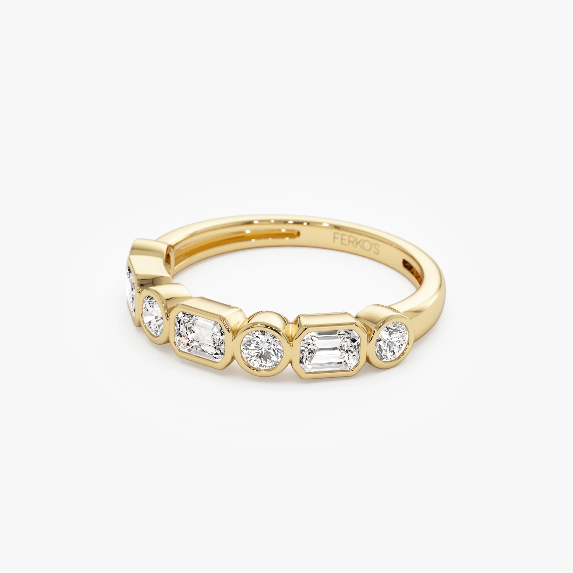 0.95 ctw 14k Bezel Setting Emerald Cut & Round Lab Grown Diamond Wedding Ring - Sarah - Image 7