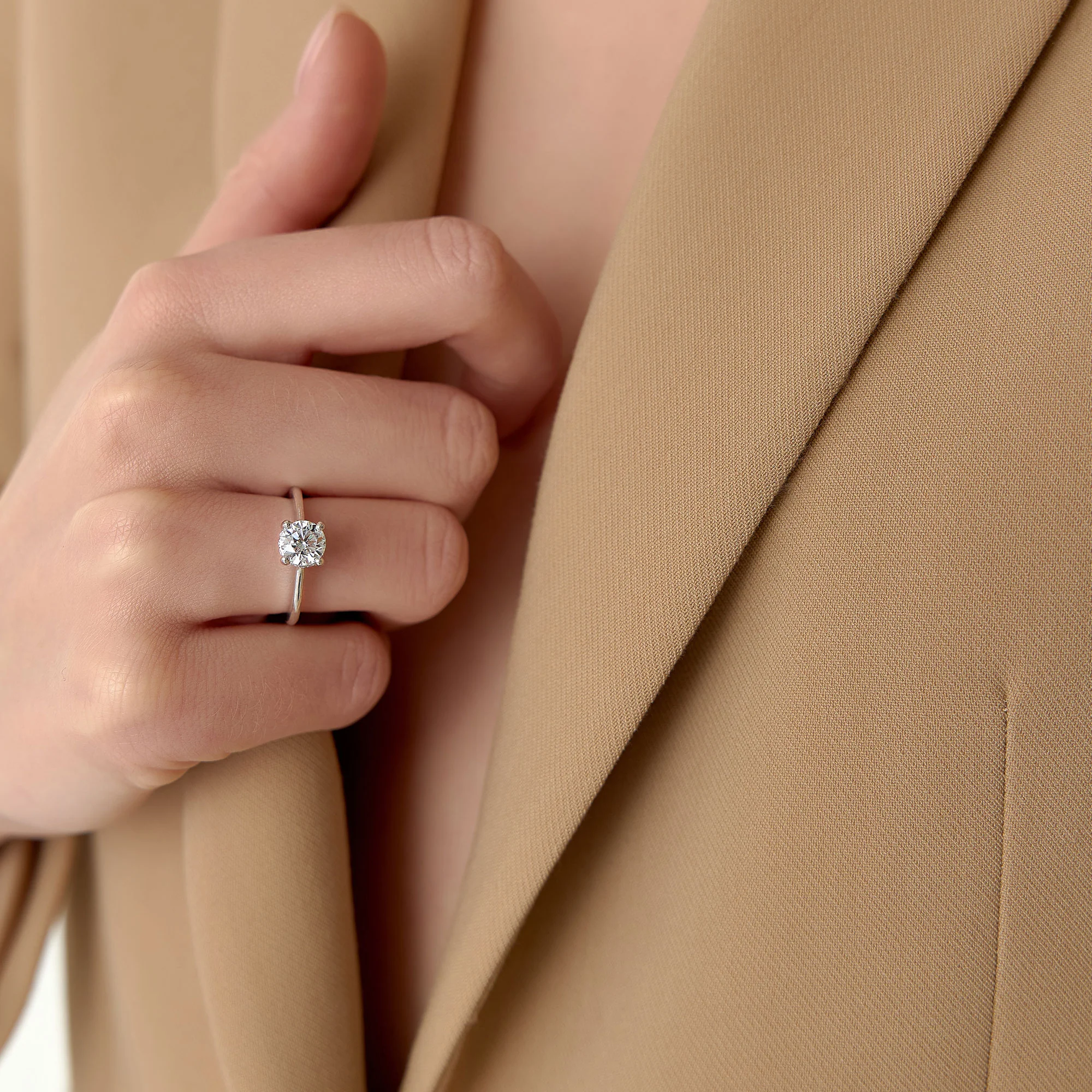 1.00 ctw 14k 4 Prong Basket Setting Round Lab Grown Diamond Engagement Ring - Kate - Image 3