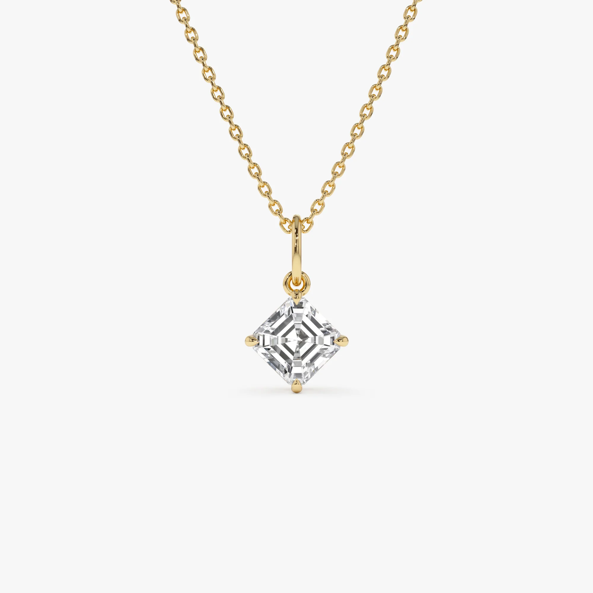 1.00 Ctw 14k Asscher Cut Lab Grown Diamond Classic Charm Necklace - Joice