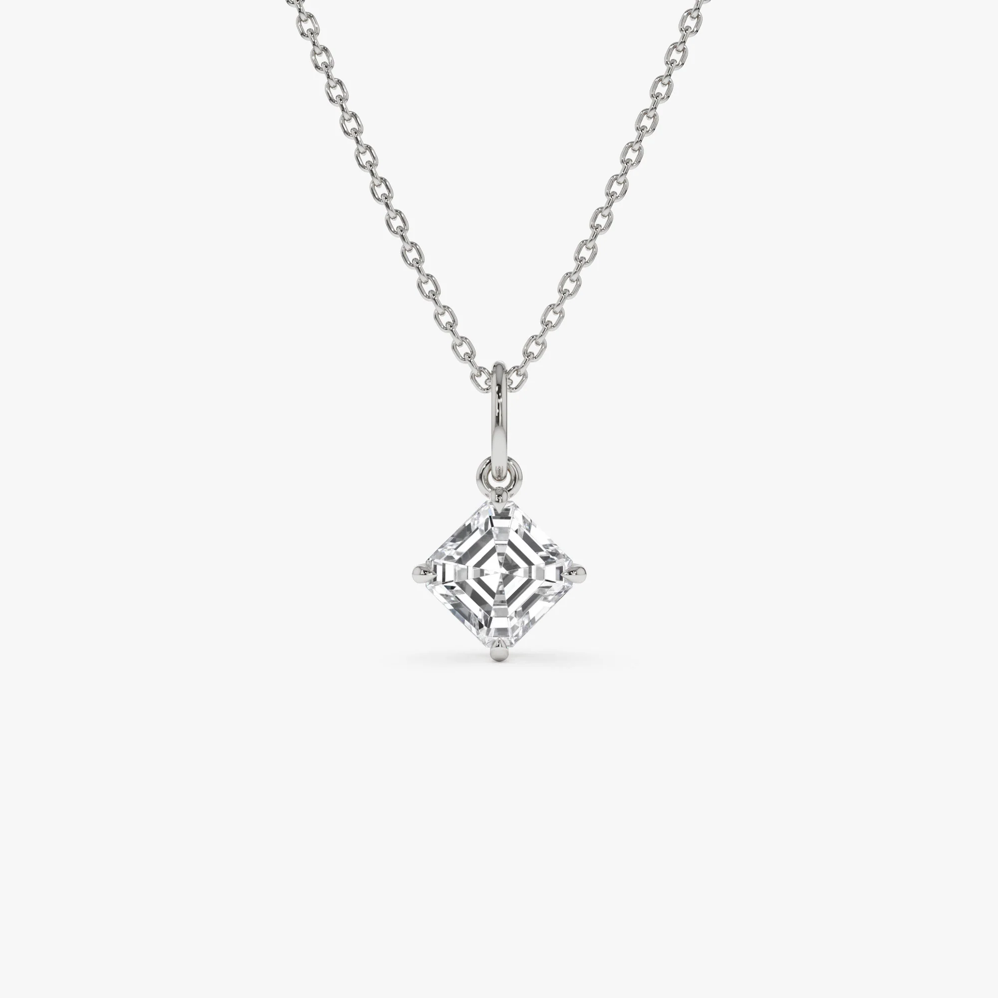 1.00 Ctw 14k Asscher Cut Lab Grown Diamond Classic Charm Necklace - Joice - Image 2