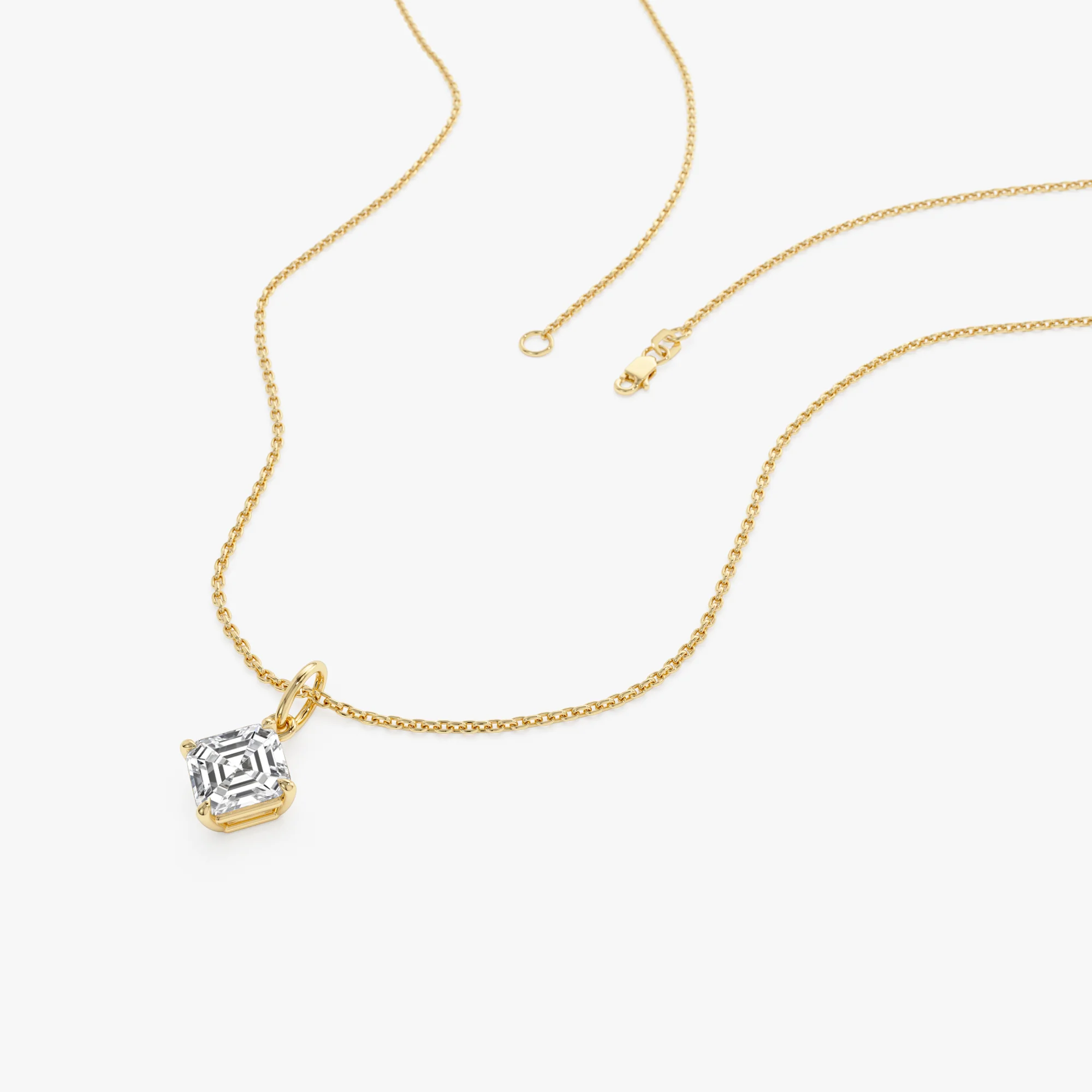 1.00 Ctw 14k Asscher Cut Lab Grown Diamond Classic Charm Necklace - Joice - Image 3