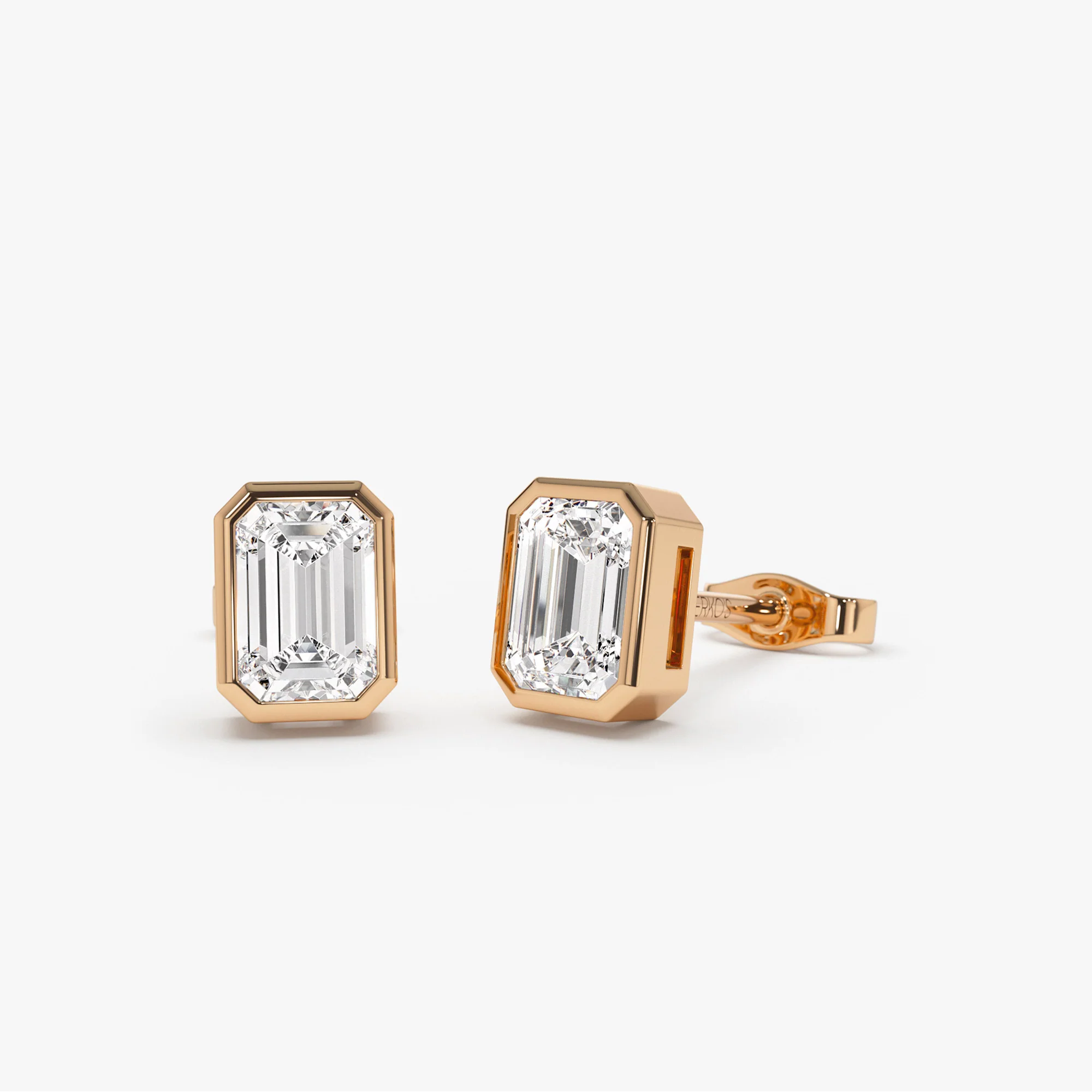 1.00 ctw 14k Bezel Setting Emerald Cut Lab Grown Diamond Studs - Eliana - Image 7