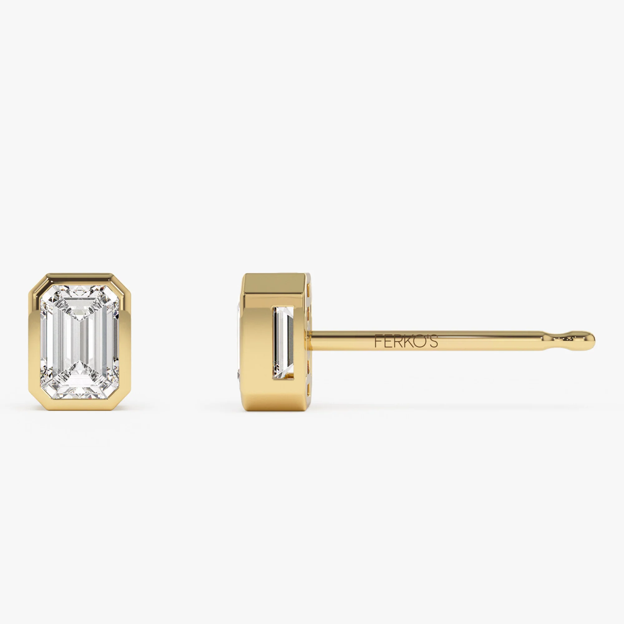 1.00 ctw 14k Bezel Setting Emerald Cut Lab Grown Diamond Studs - Eliana - Image 8