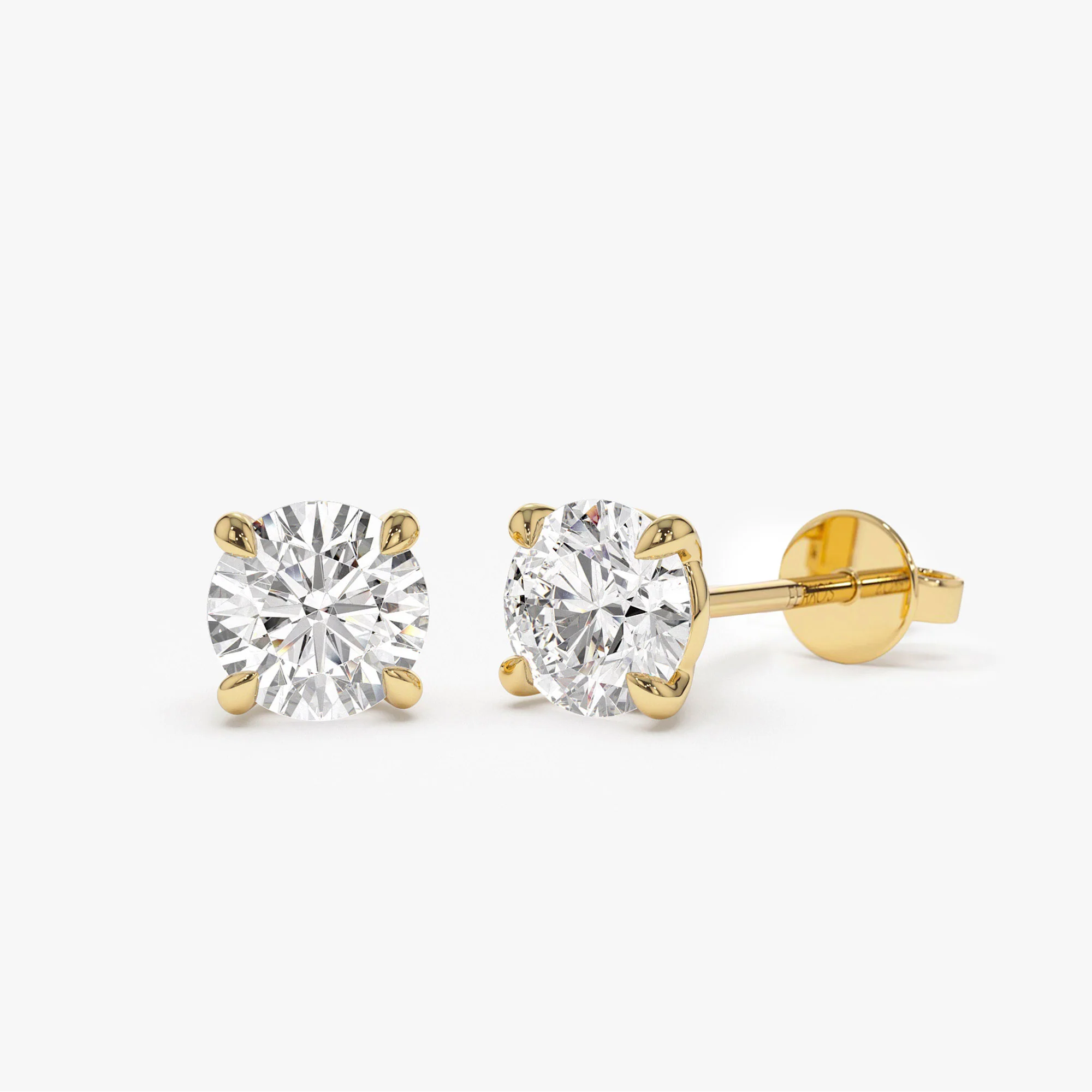 1.00 ctw 14k Classic Four Prong Lab Grown Round Diamond Studs - Verdo