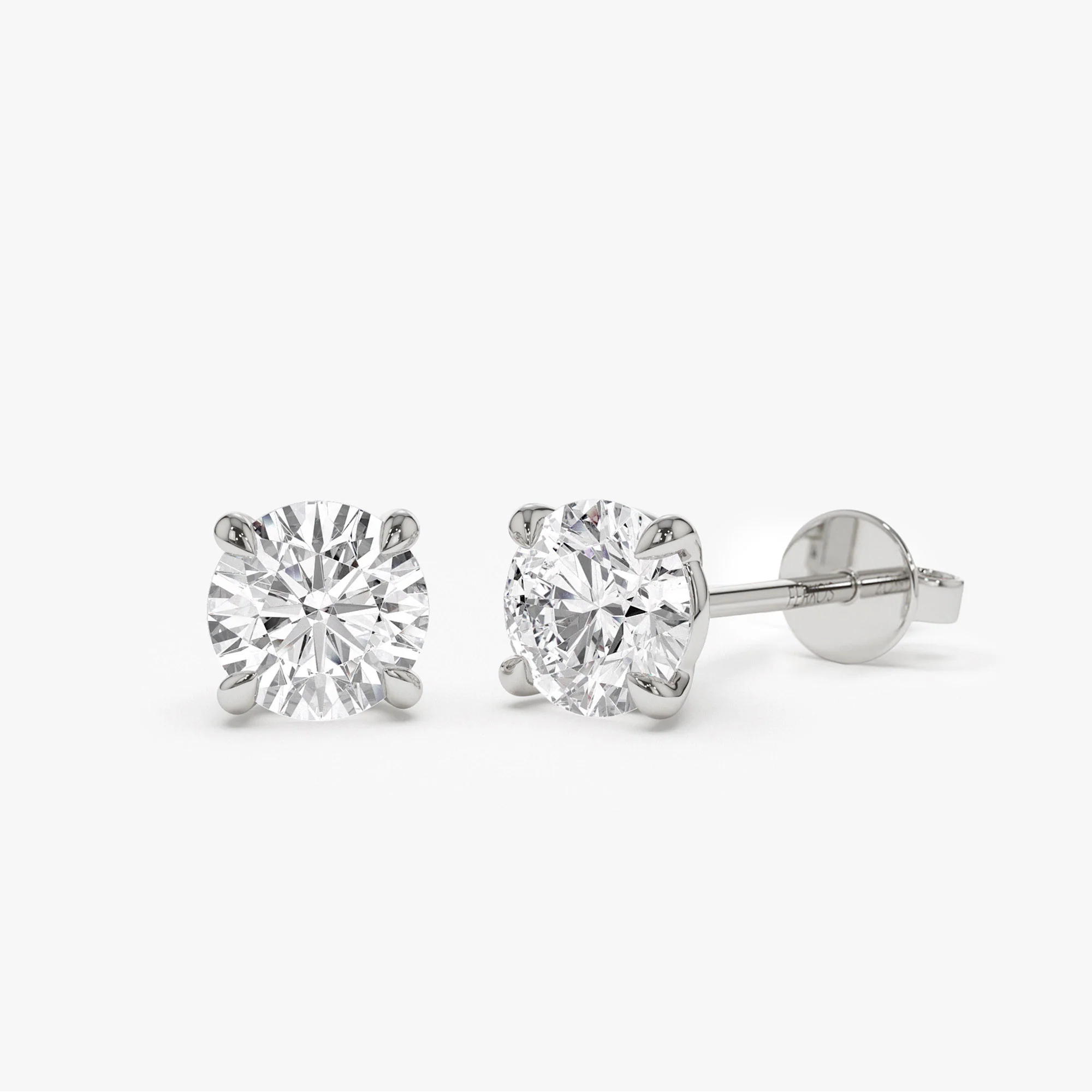 1.00 ctw 14k Classic Four Prong Lab Grown Round Diamond Studs - Verdo - Image 5