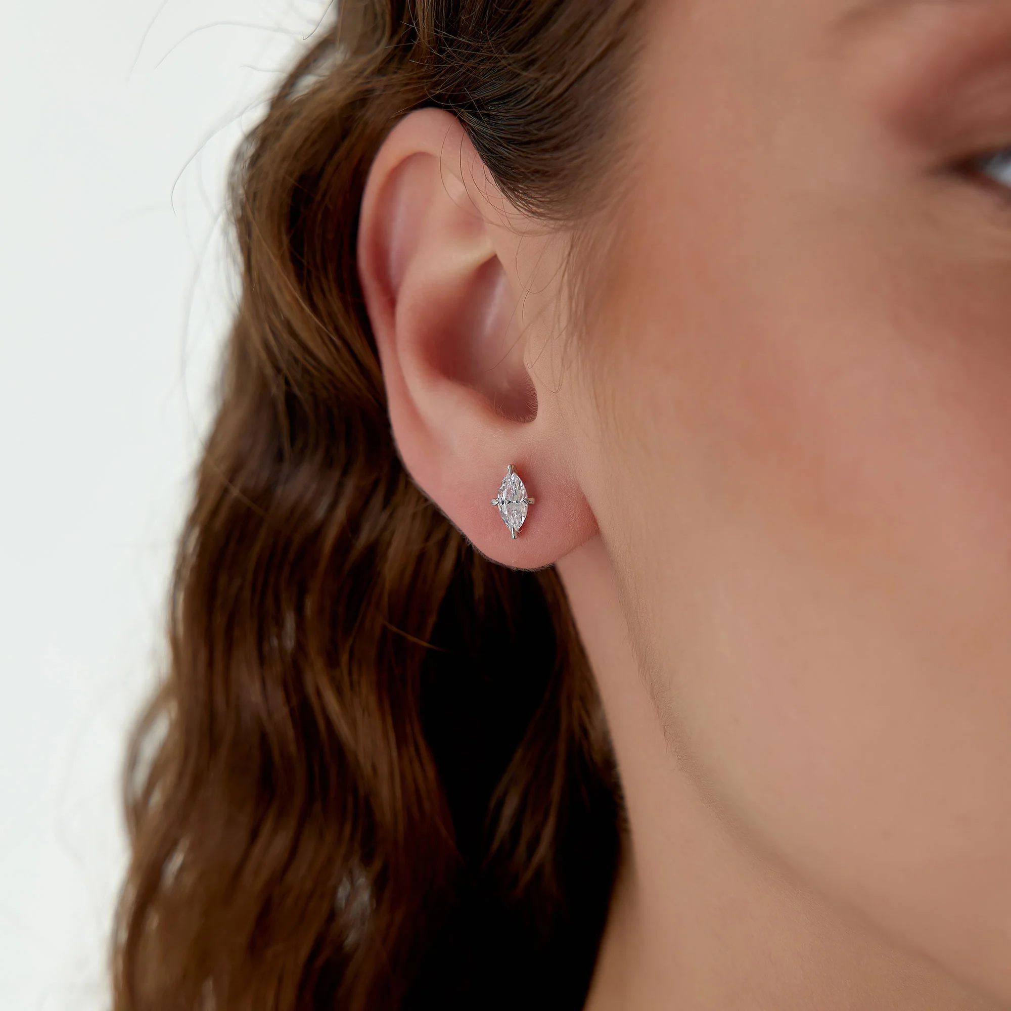 1.00 ctw 14k Classic Four Prong Marquise Shape Lab Grown Diamond Studs - Leah - Image 3
