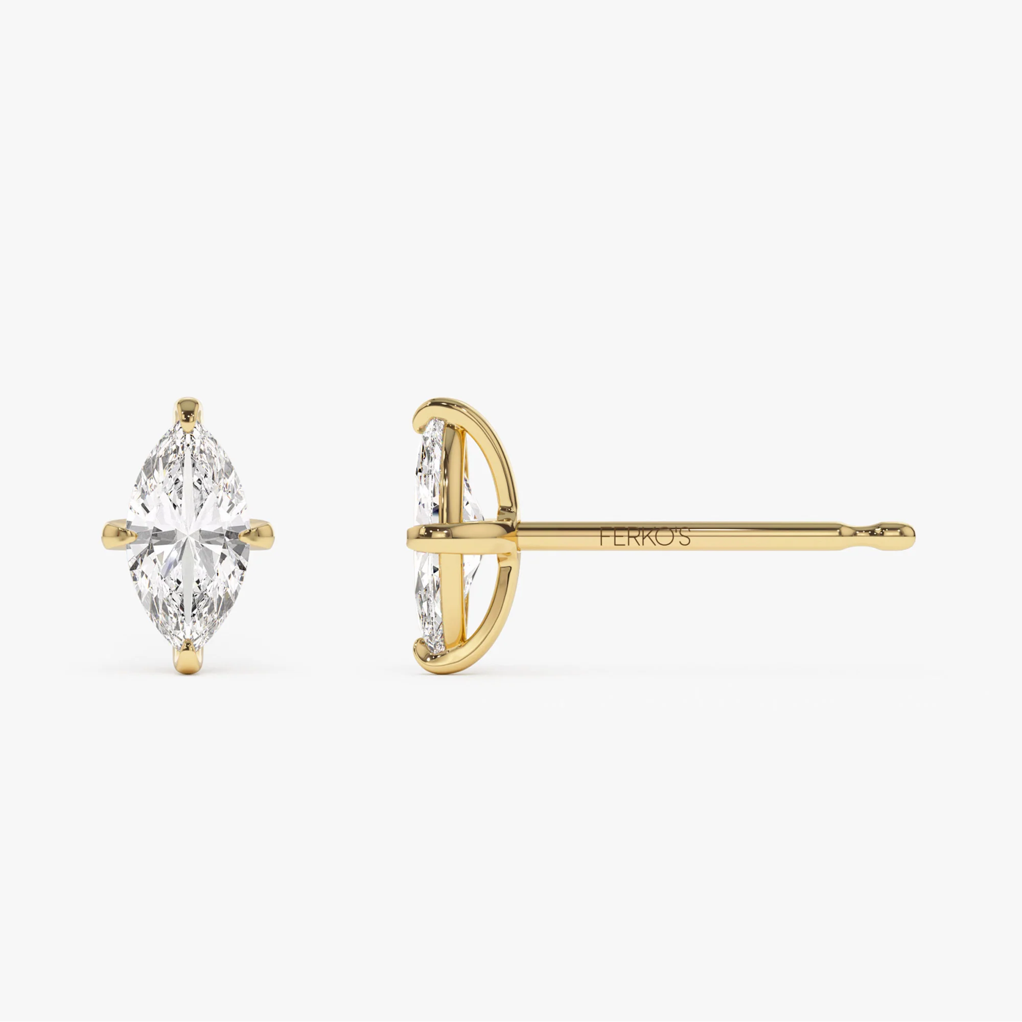 1.00 ctw 14k Classic Four Prong Marquise Shape Lab Grown Diamond Studs - Leah - Image 6