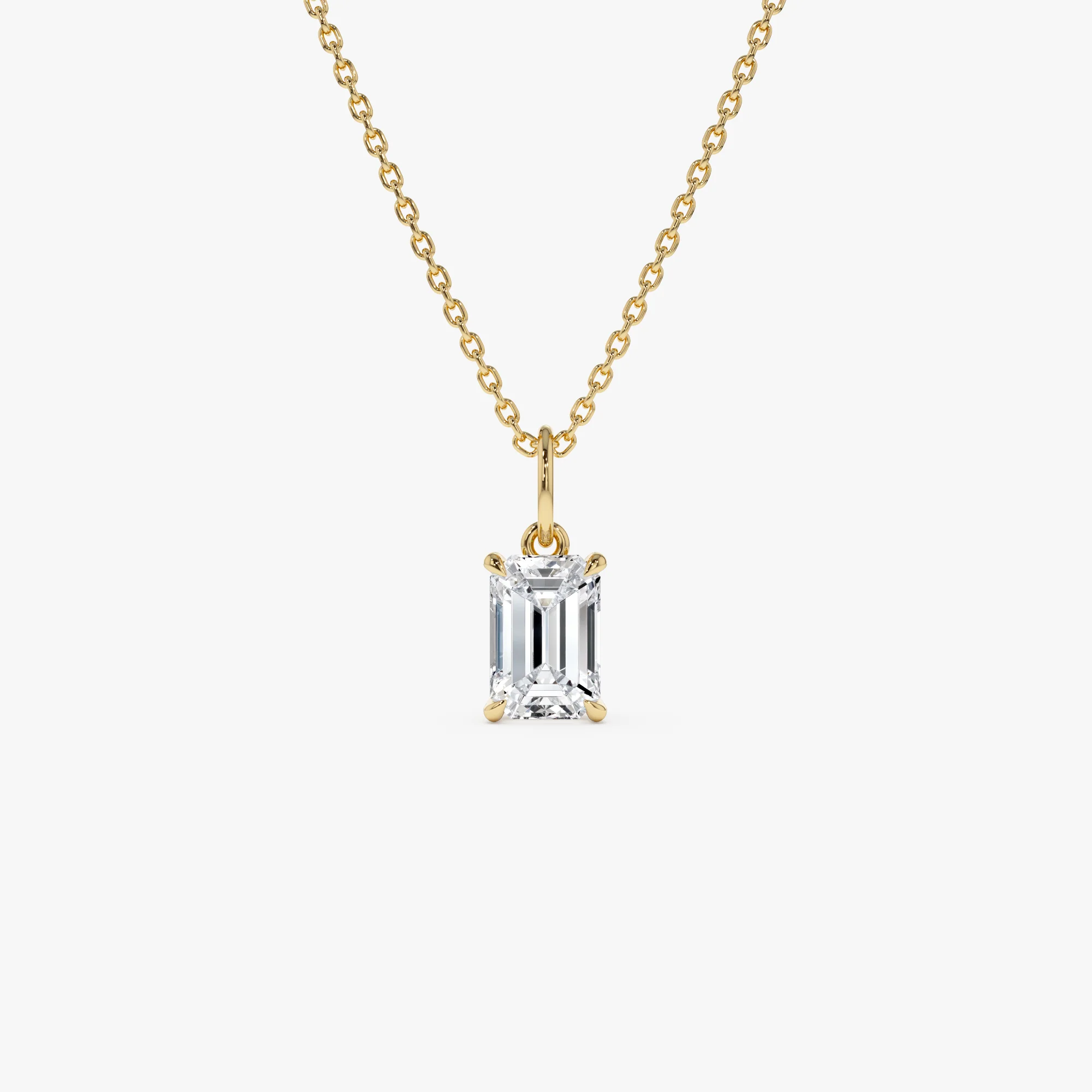 1.00 Ctw 14k Emerald Cut Lab Grown Diamond Classic Charm Necklace - Rina