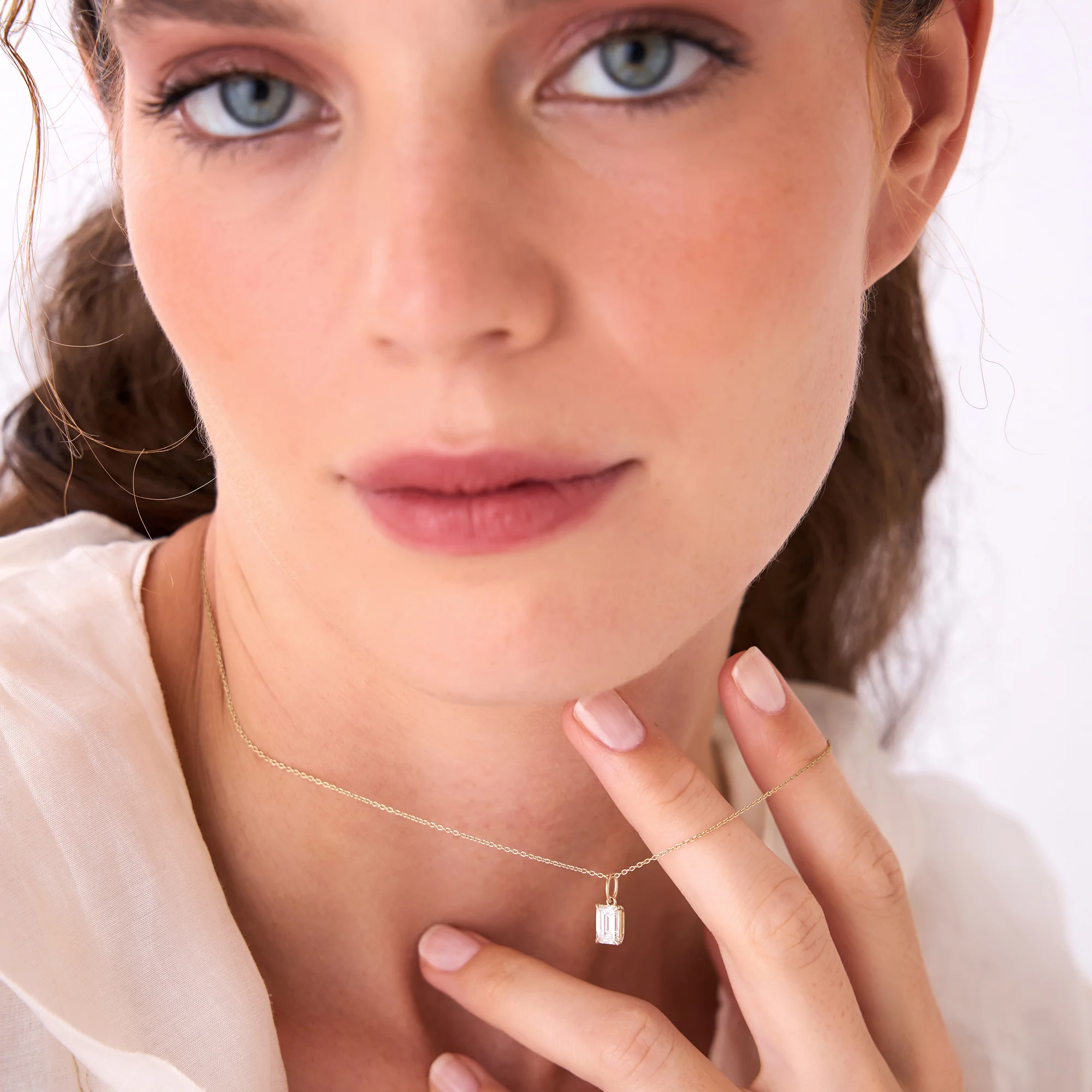 1.00 Ctw 14k Emerald Cut Lab Grown Diamond Classic Charm Necklace - Rina - Image 5