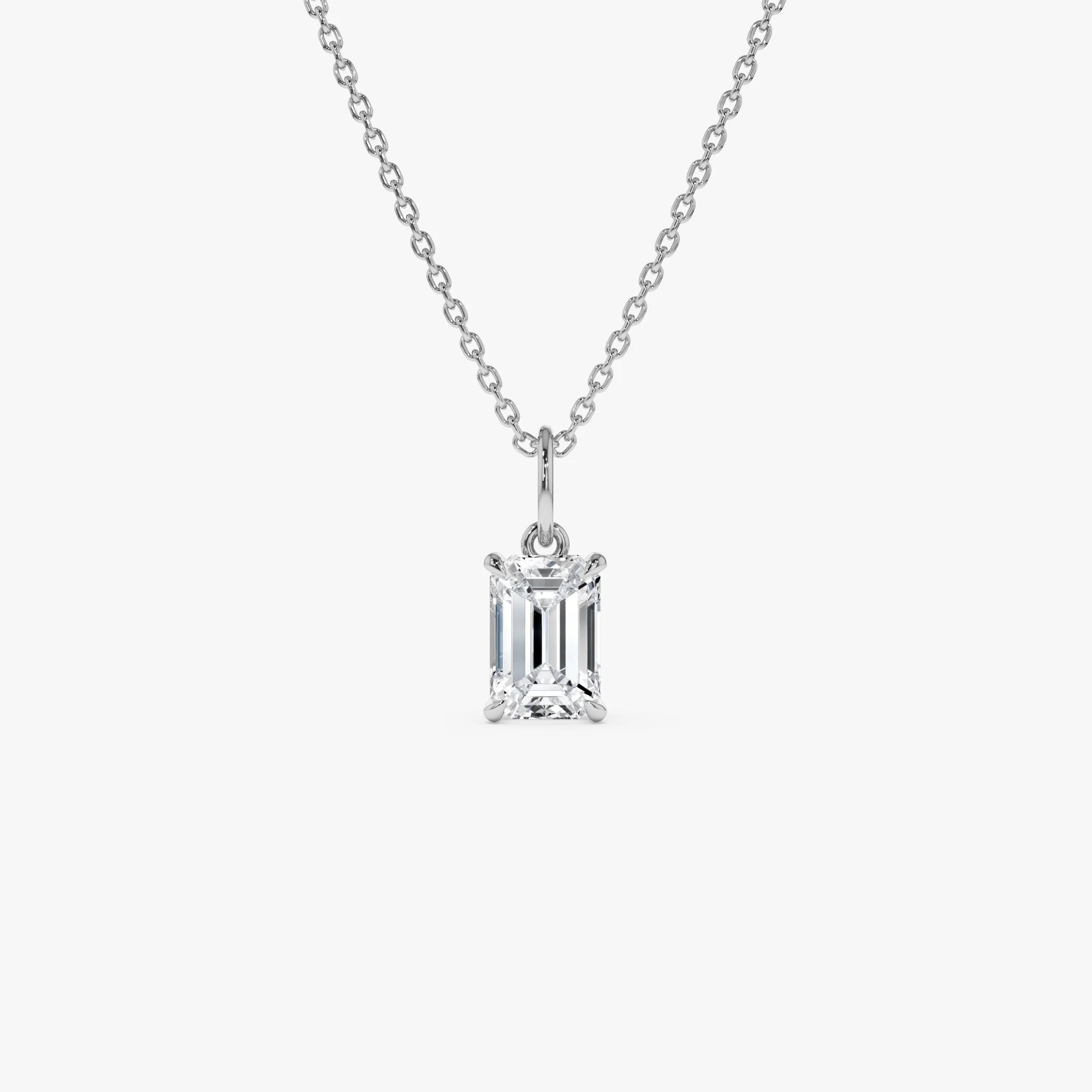 1.00 Ctw 14k Emerald Cut Lab Grown Diamond Classic Charm Necklace - Rina - Image 6