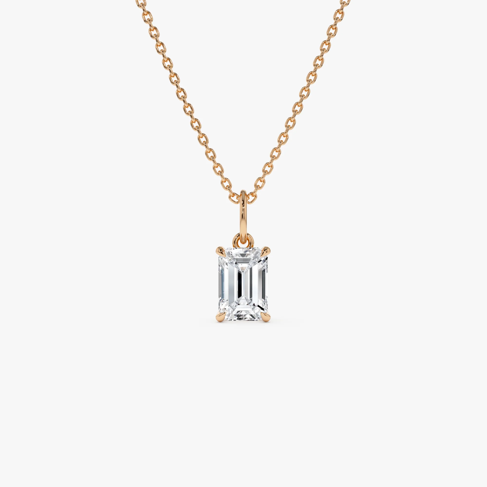 1.00 Ctw 14k Emerald Cut Lab Grown Diamond Classic Charm Necklace - Rina - Image 7