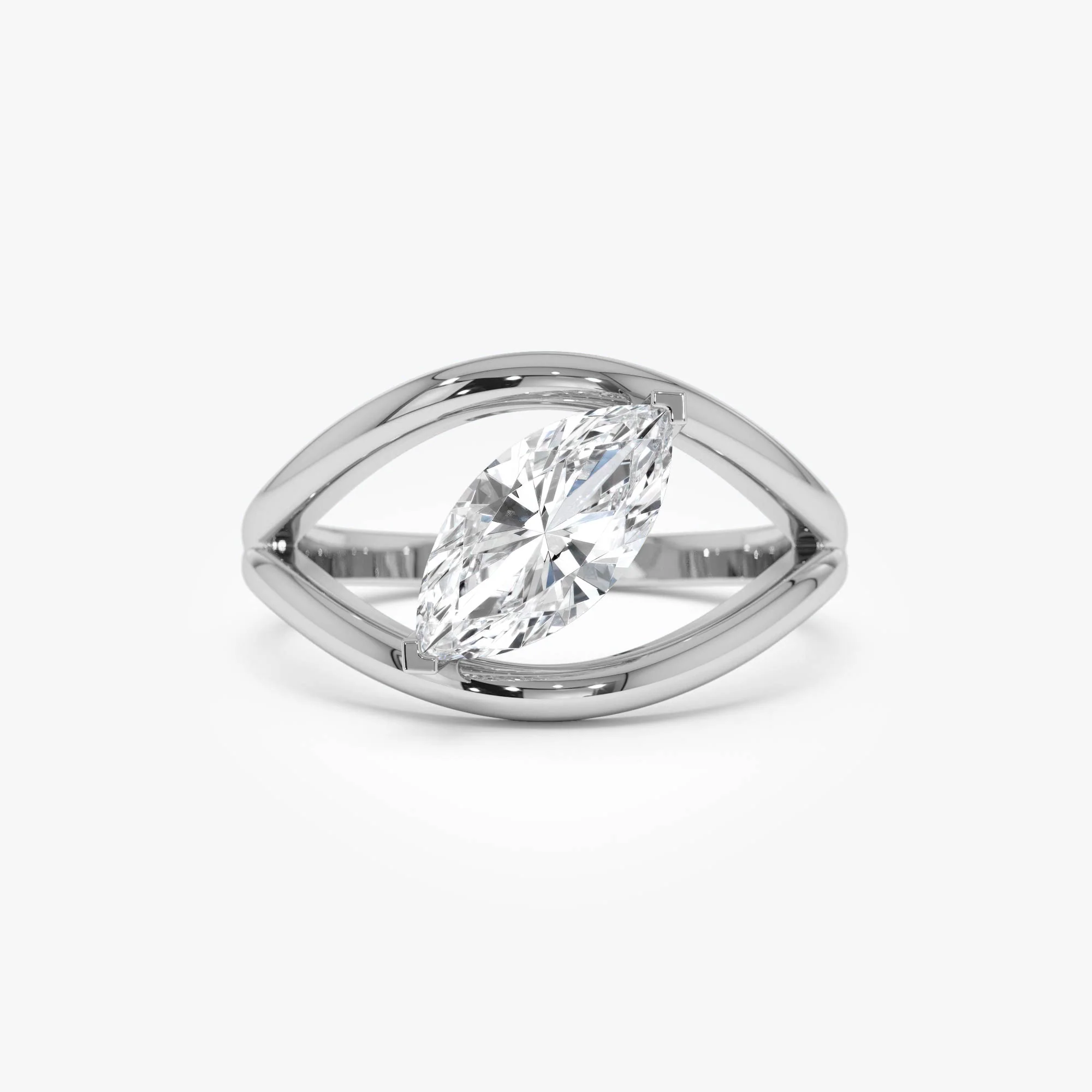 1.00 Ctw 14k Gold Lab Grown Marquise Diamond Ring Split Shank Design - Aravelle - Image 7