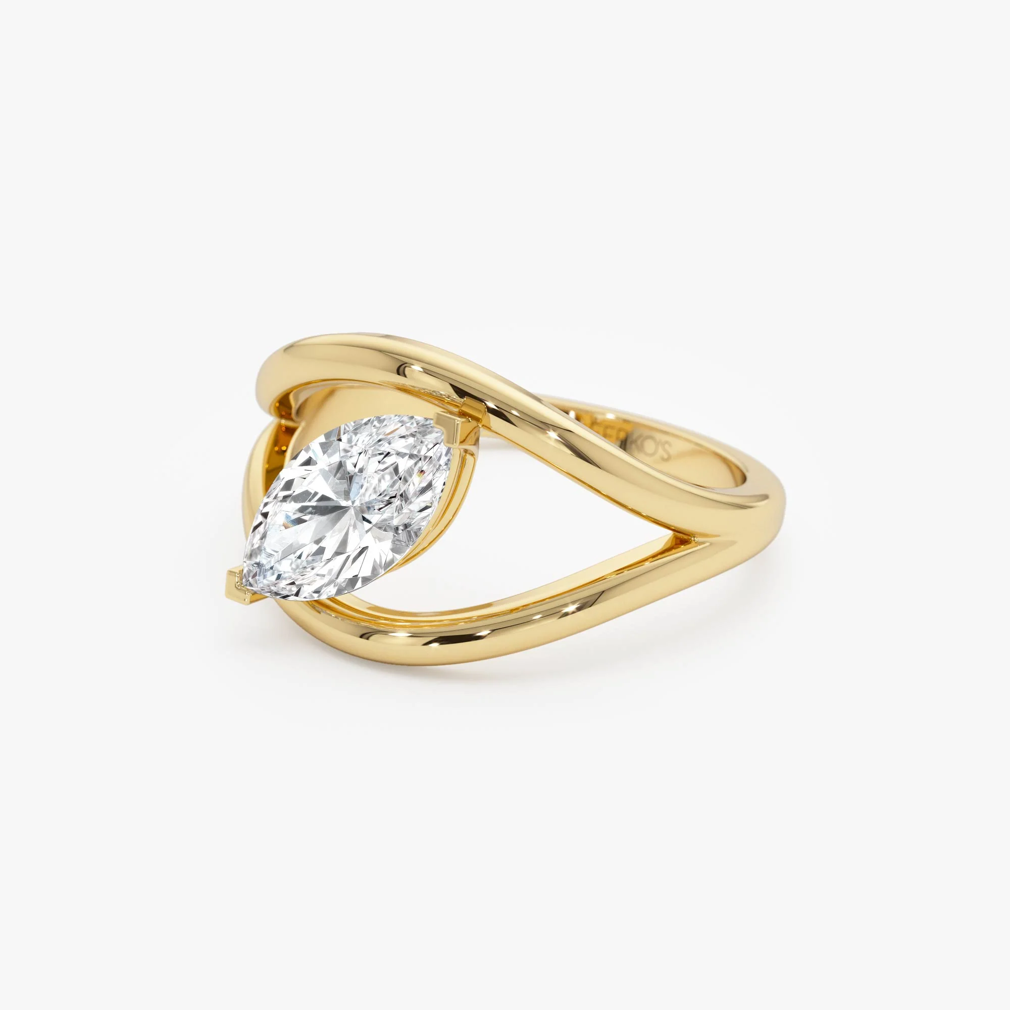 1.00 Ctw 14k Gold Lab Grown Marquise Diamond Ring Split Shank Design - Aravelle - Image 8