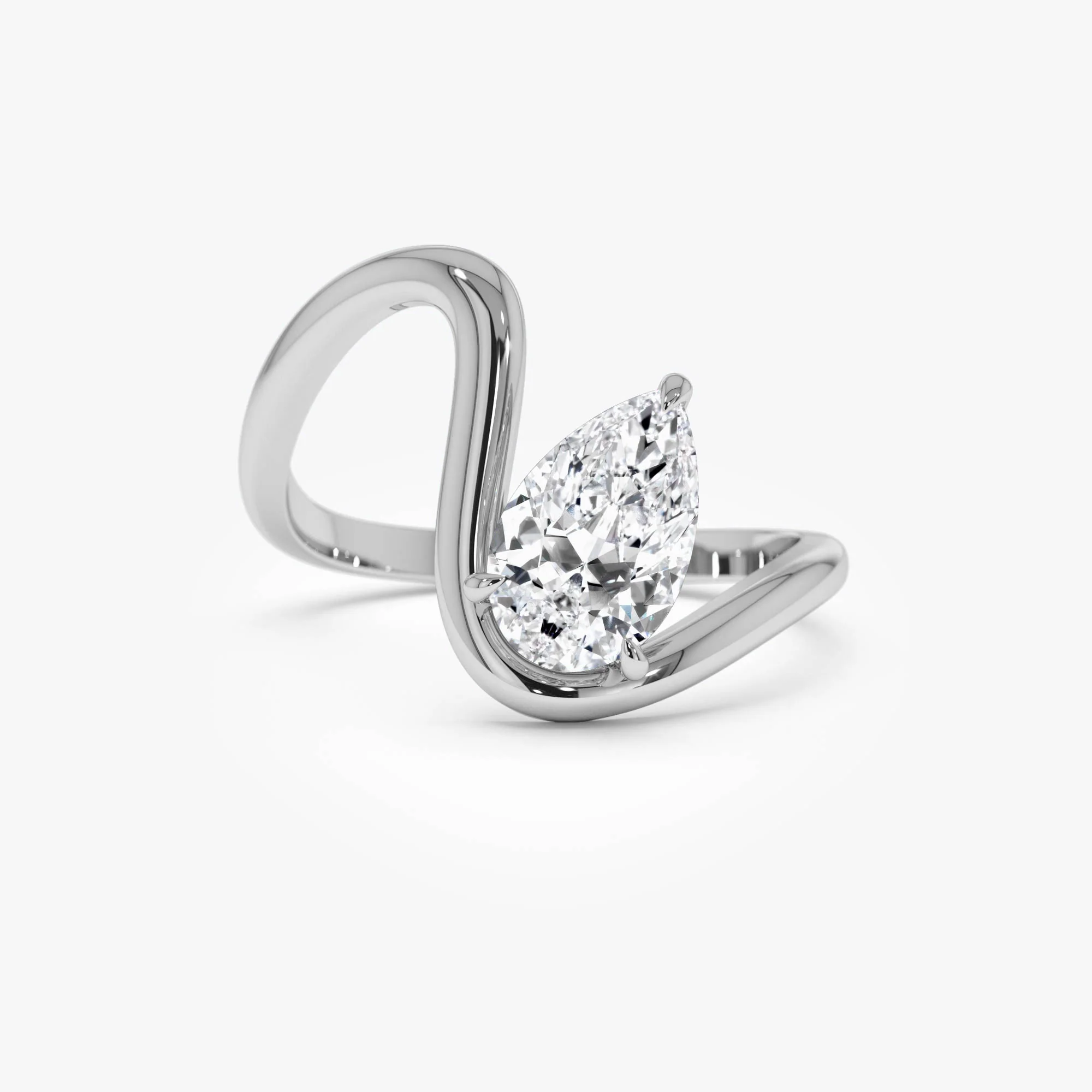 1.00 Ctw 14k Gold Lab Grown Pear Diamond Ring Modern Bypass Setting - Sylene - Image 7