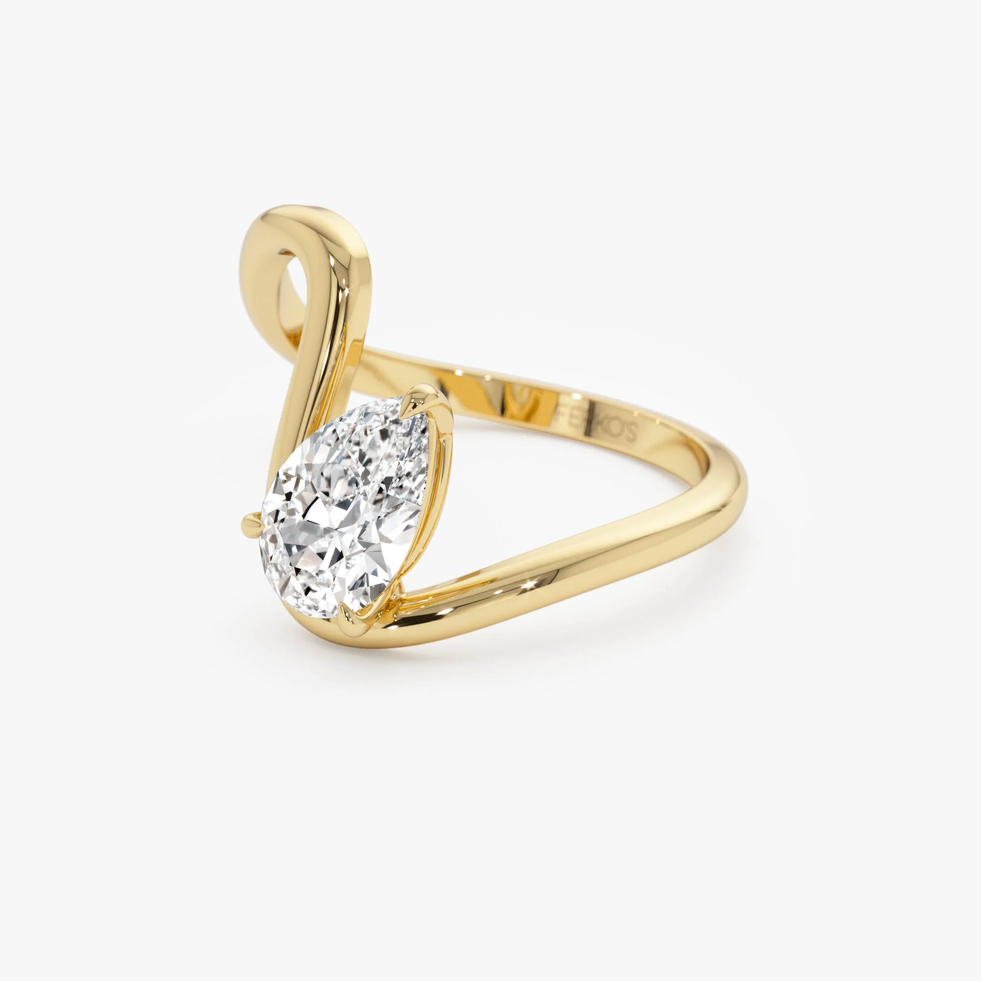 1.00 Ctw 14k Gold Lab Grown Pear Diamond Ring Modern Bypass Setting - Sylene - Image 8