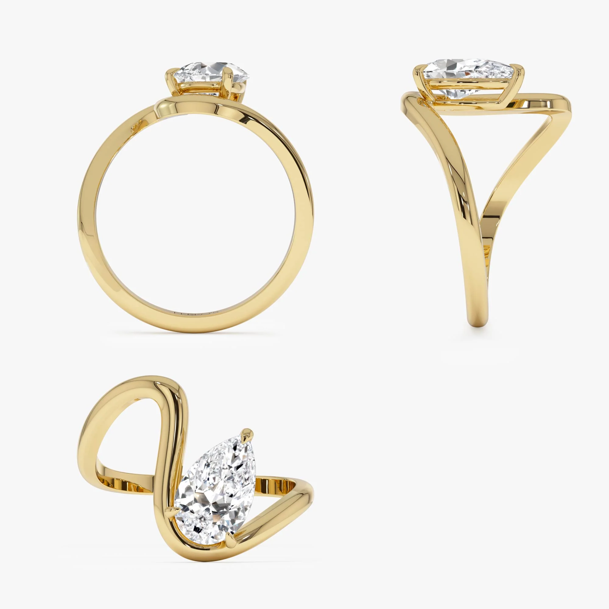 1.00 Ctw 14k Gold Lab Grown Pear Diamond Ring Modern Bypass Setting - Sylene - Image 9