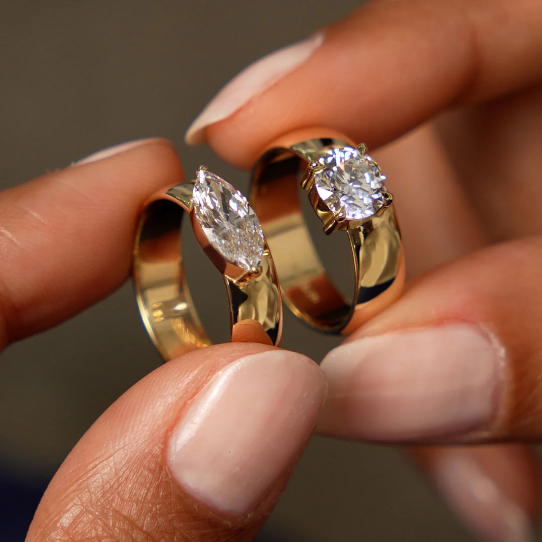 1.00 Ctw 14k Gold Lab Grown Round Diamond Solitaire Ring with Wide Band - Thalina - Image 3