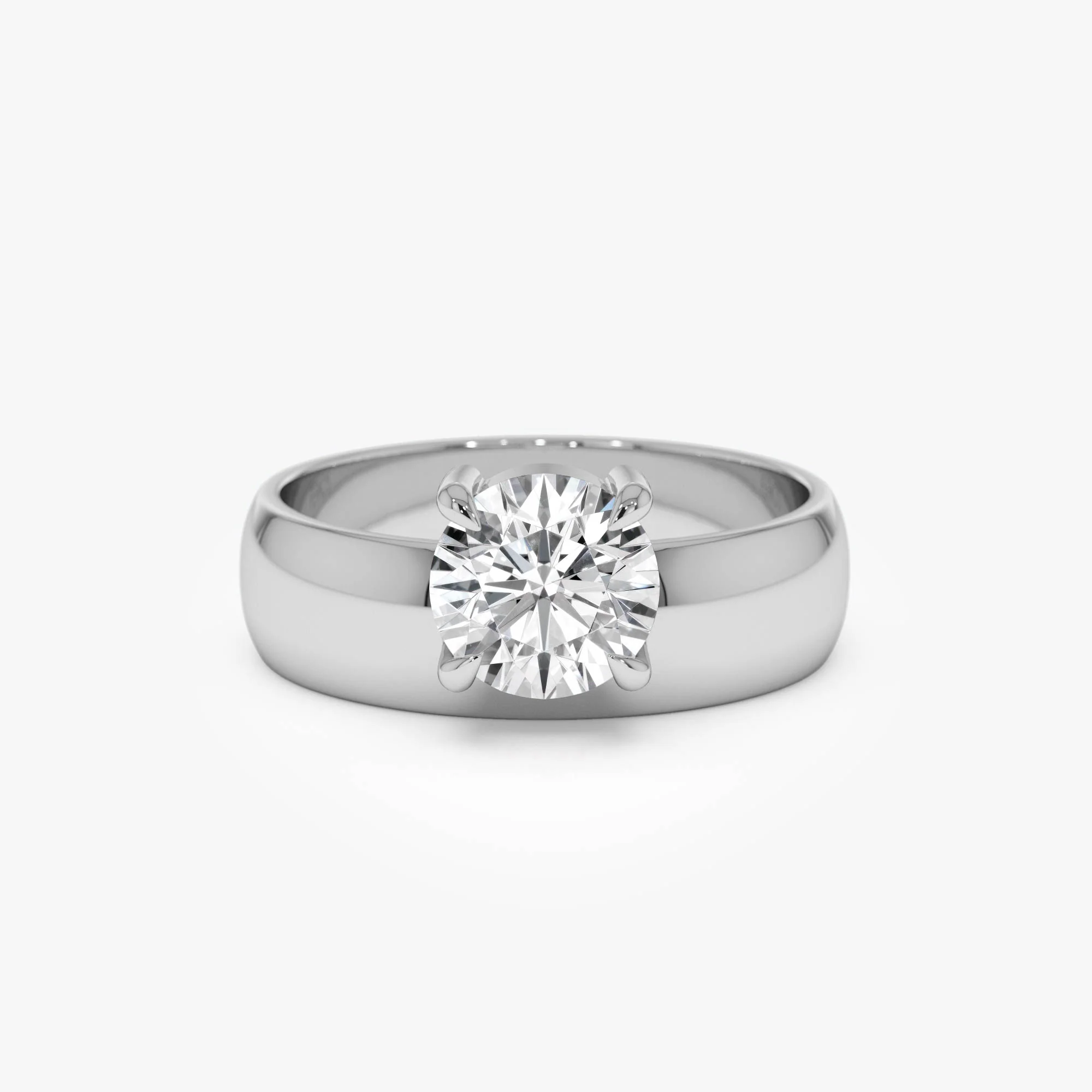 1.00 Ctw 14k Gold Lab Grown Round Diamond Solitaire Ring with Wide Band - Thalina - Image 7