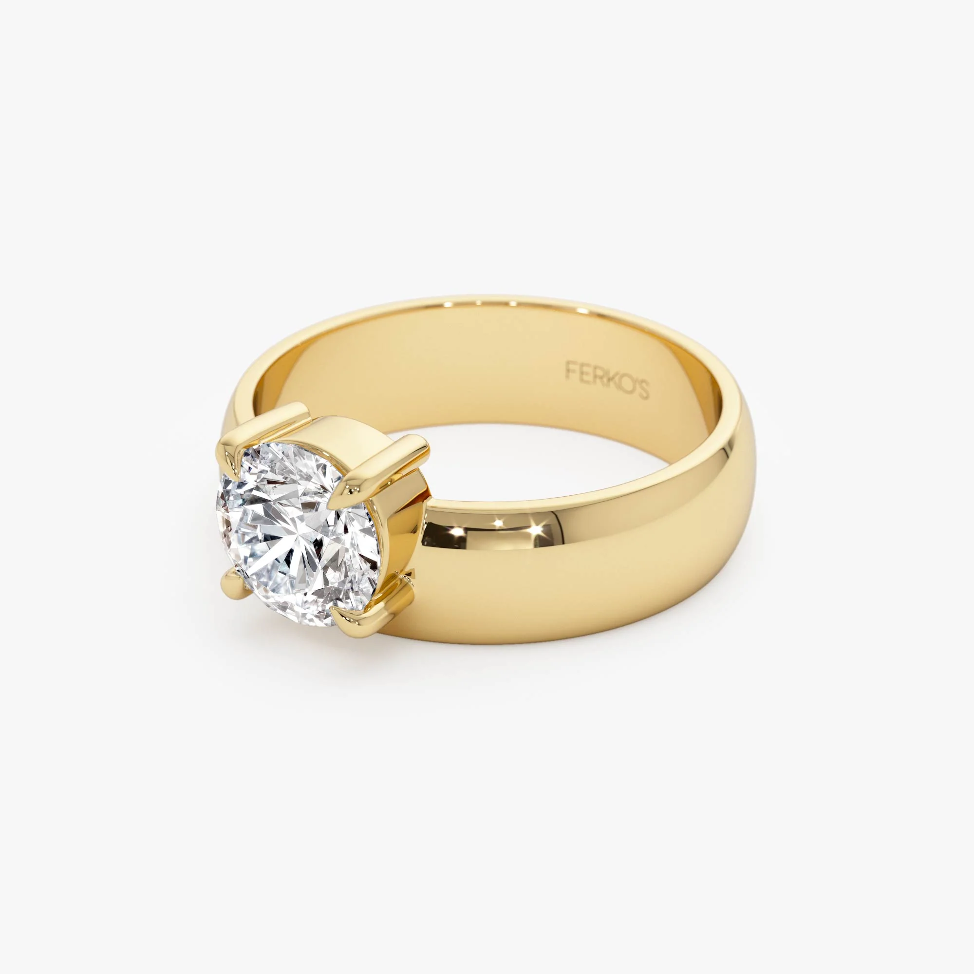 1.00 Ctw 14k Gold Lab Grown Round Diamond Solitaire Ring with Wide Band - Thalina - Image 8