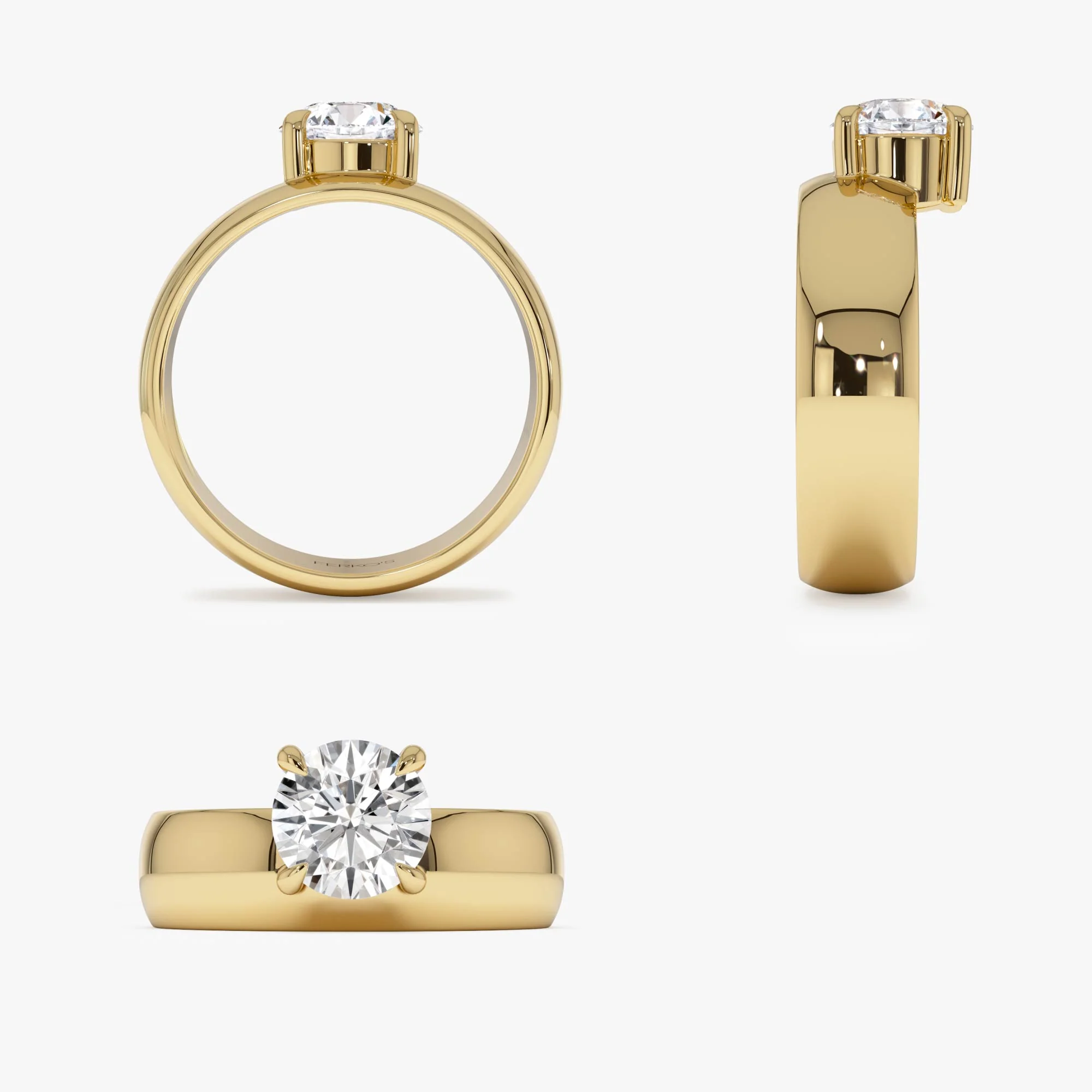 1.00 Ctw 14k Gold Lab Grown Round Diamond Solitaire Ring with Wide Band - Thalina - Image 9