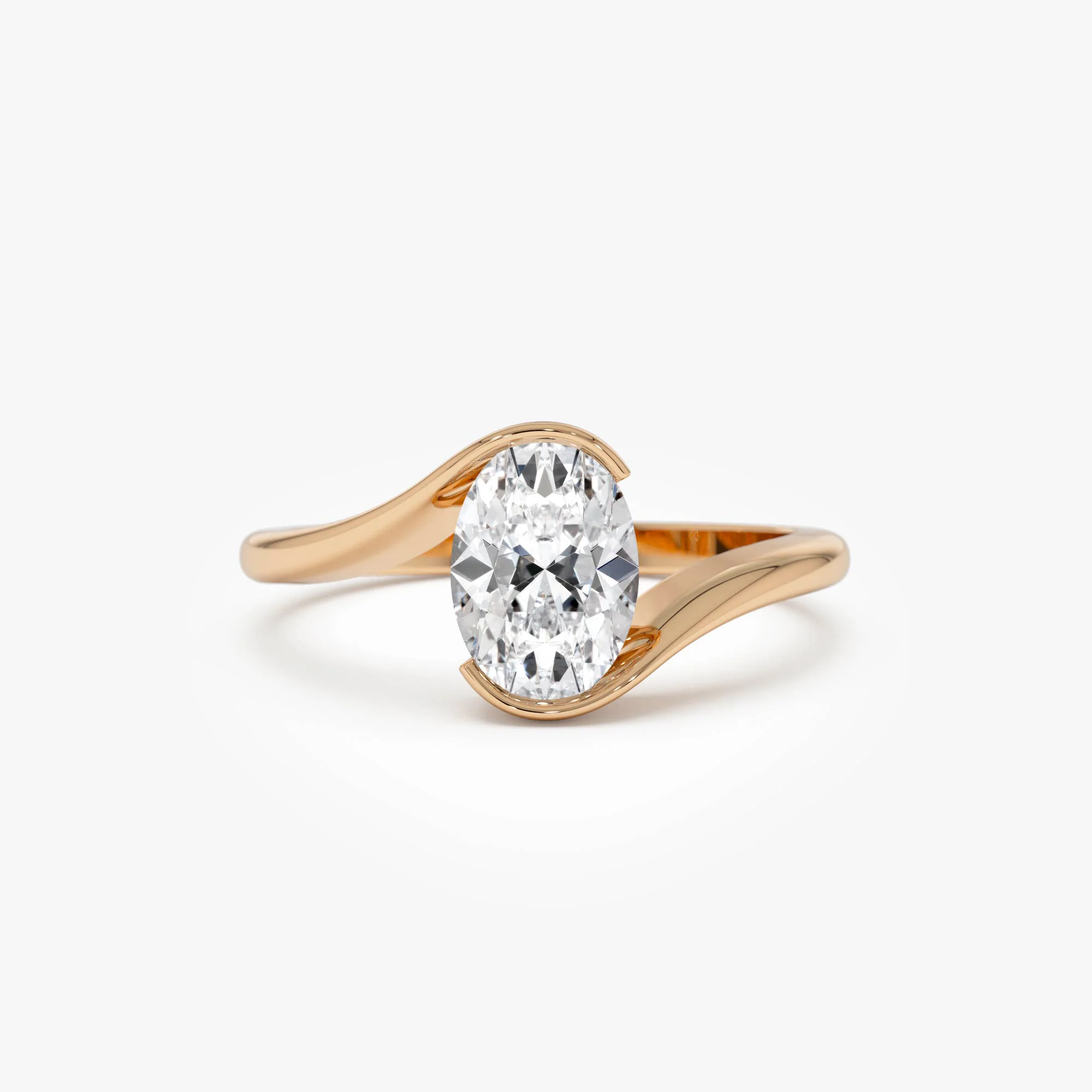 1.00 Ctw 14k Gold Oval Lab Grown Diamond S Setting Engagement Ring - Luisa - Image 6