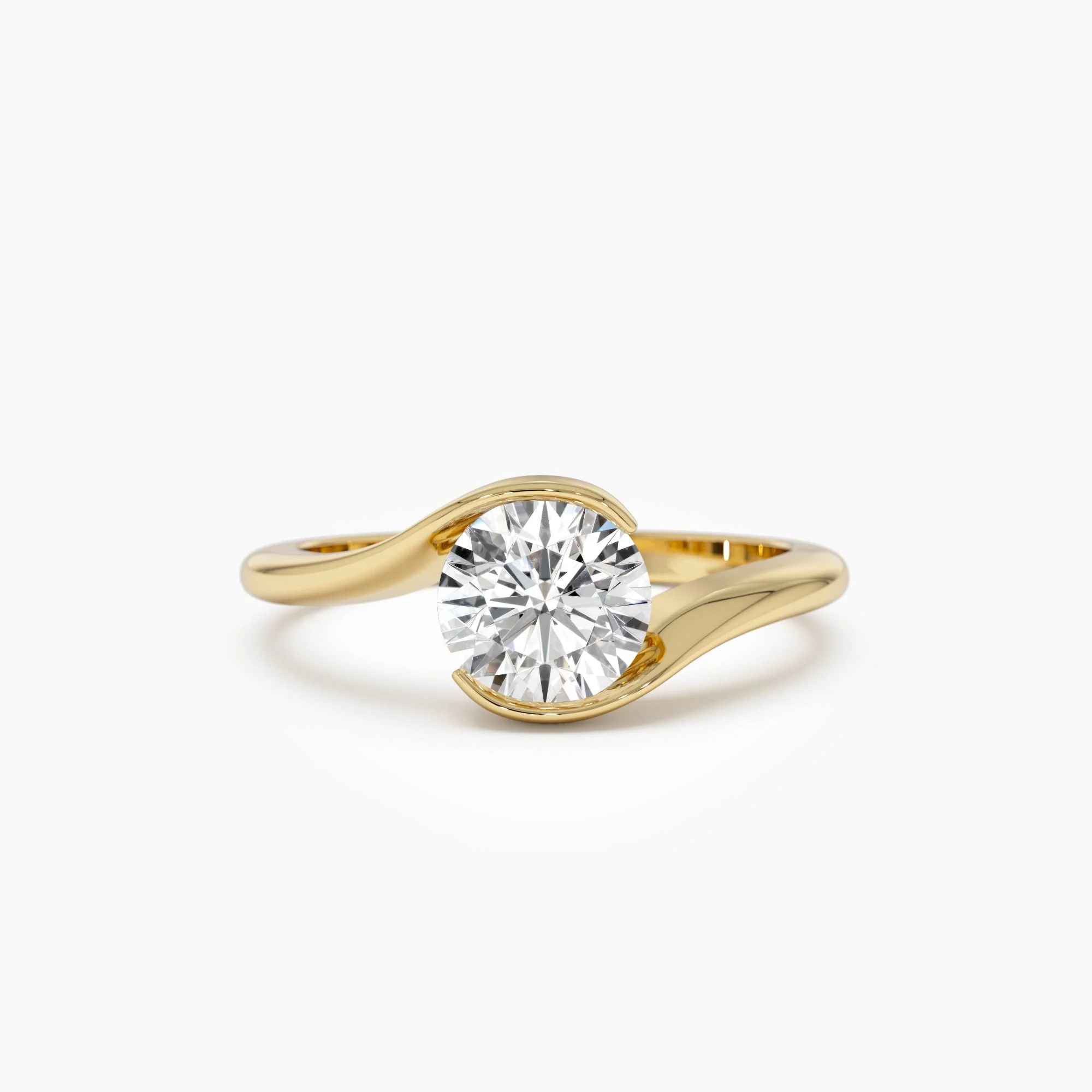 1.00 Ctw 14k Gold Round Shape Lab Grown Diamond S Shape Engagement Ring - Maris