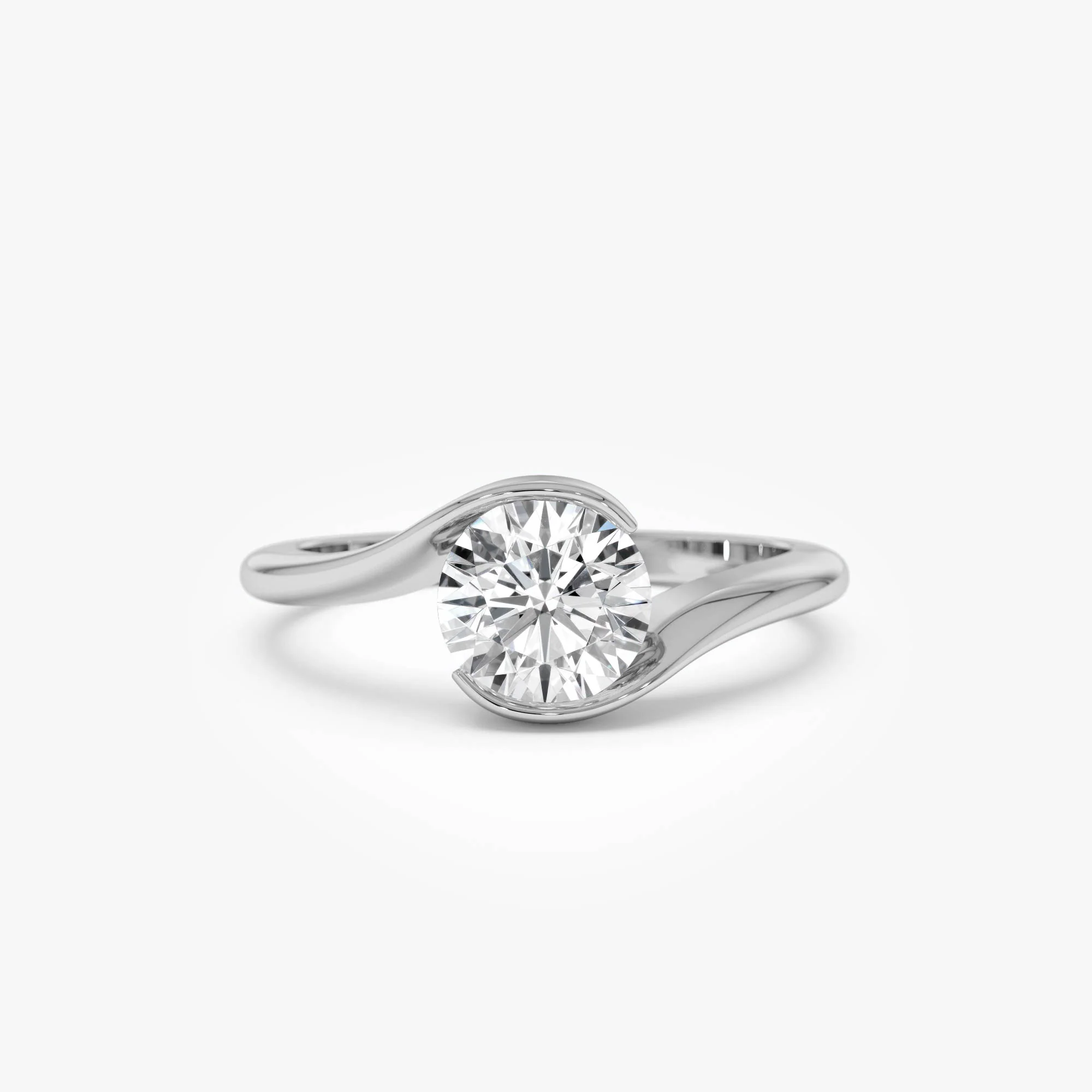 1.00 Ctw 14k Gold Round Shape Lab Grown Diamond S Shape Engagement Ring - Maris - Image 6